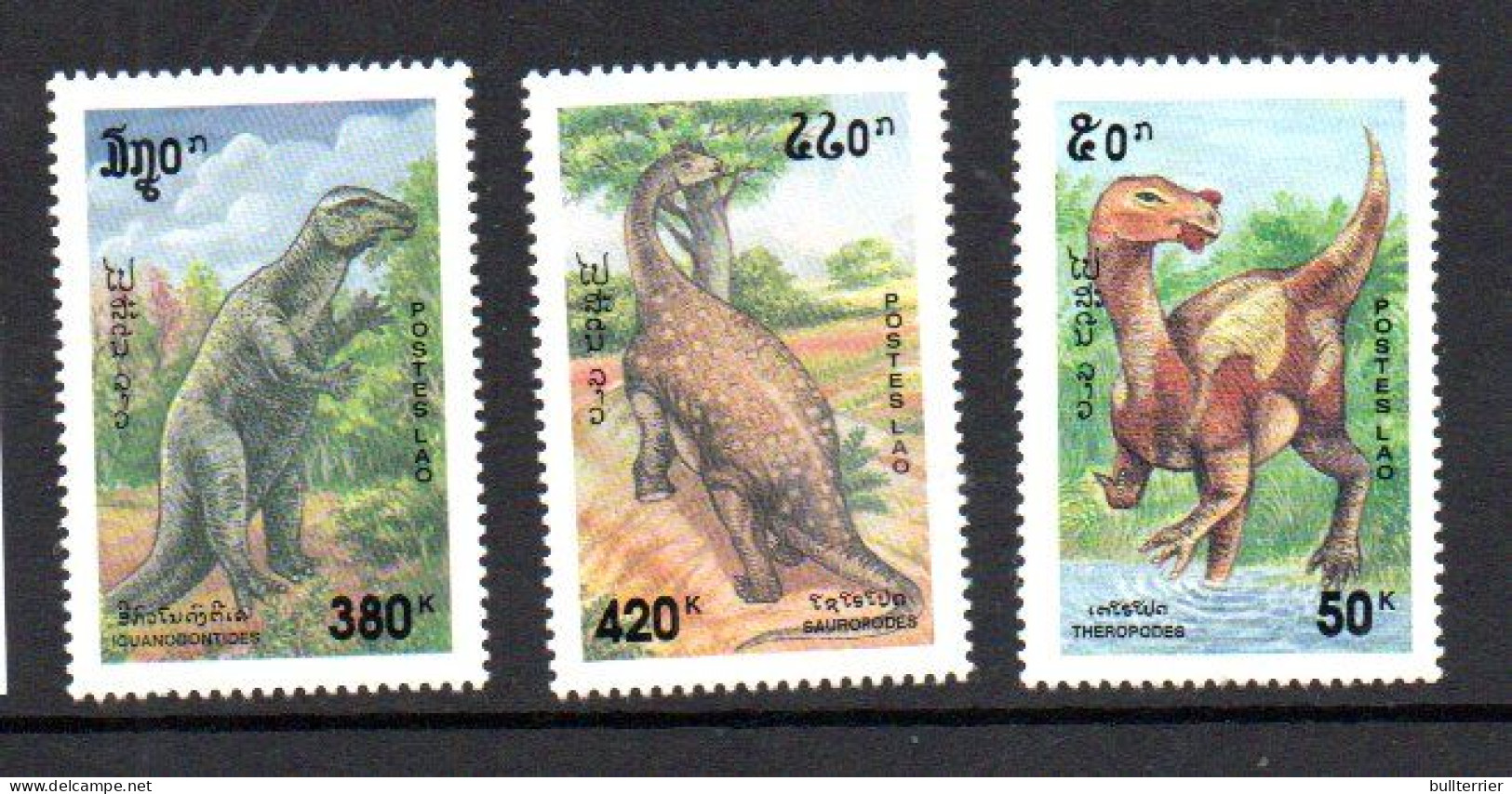 LAOS -  1994- DINOSAURS SET OF 3 MINT NEVER HINGED - Laos