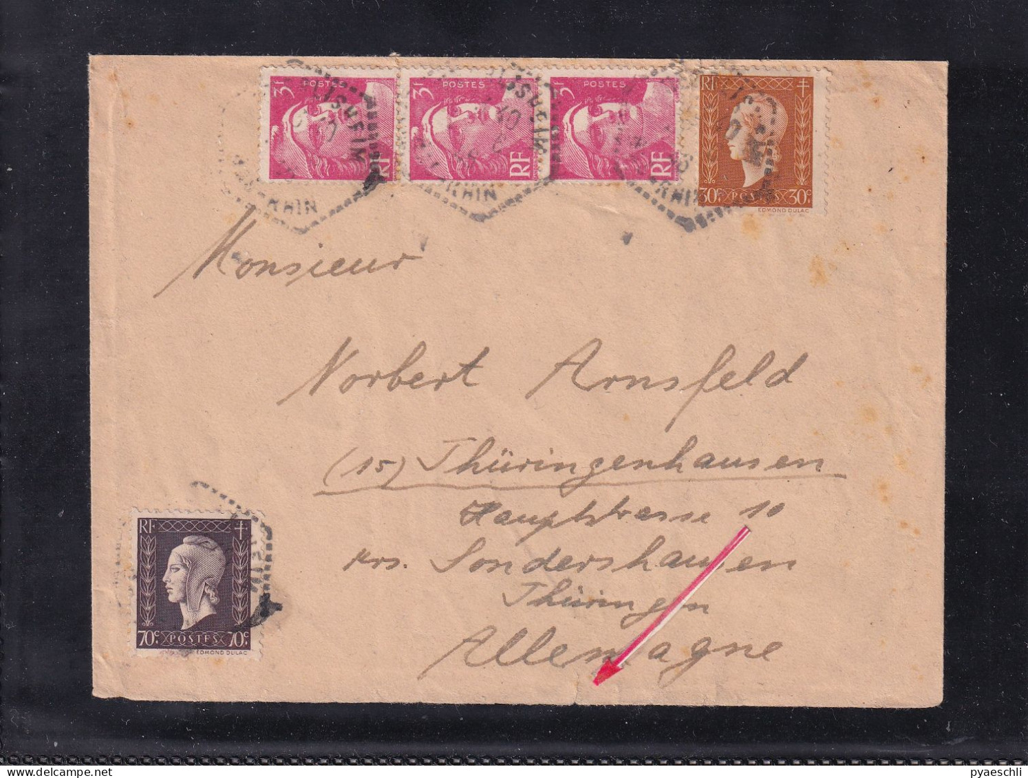 Lettre Strasbourg Pour Allemagne 1940 - 1944-45 Marianne De Dulac