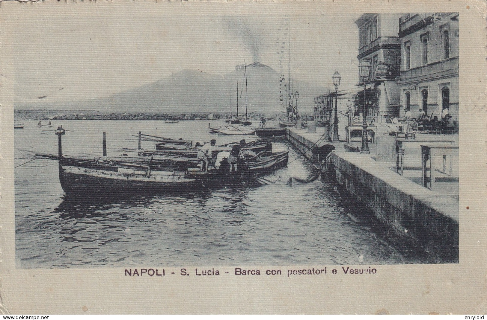 Napoli Santa Lucia Barca Con I Pescatori E Vesuvio - Sonstige & Ohne Zuordnung