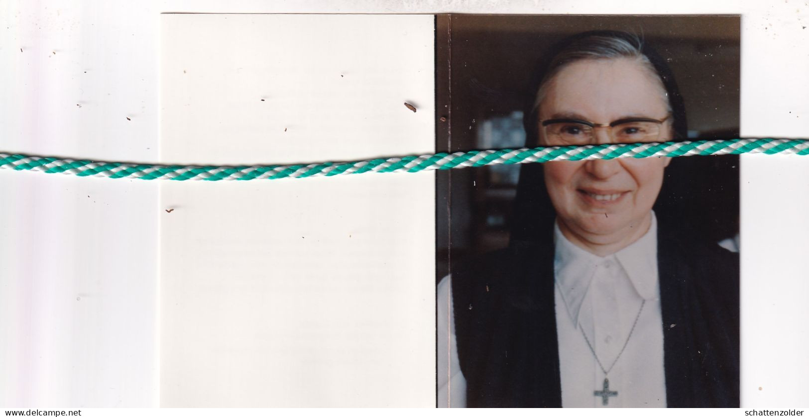 Zuster Antoine-Marie (Marie-Louise Bogaert), Wetteren 1922, 1991. Foto - Overlijden