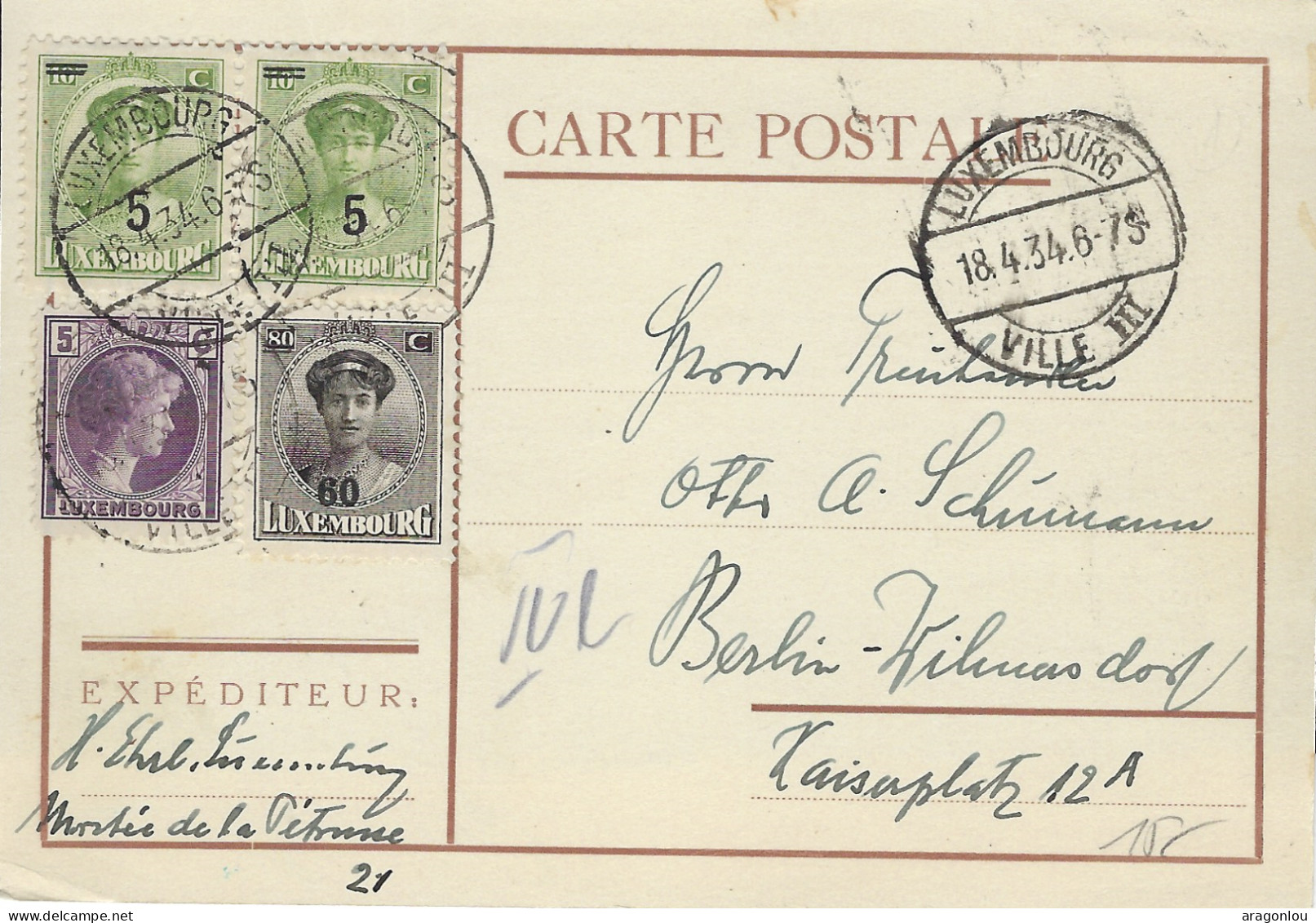 Luxembourg - Luxemburg - Carte - Postale   1934           Cachet   Luxembourg - Entiers Postaux