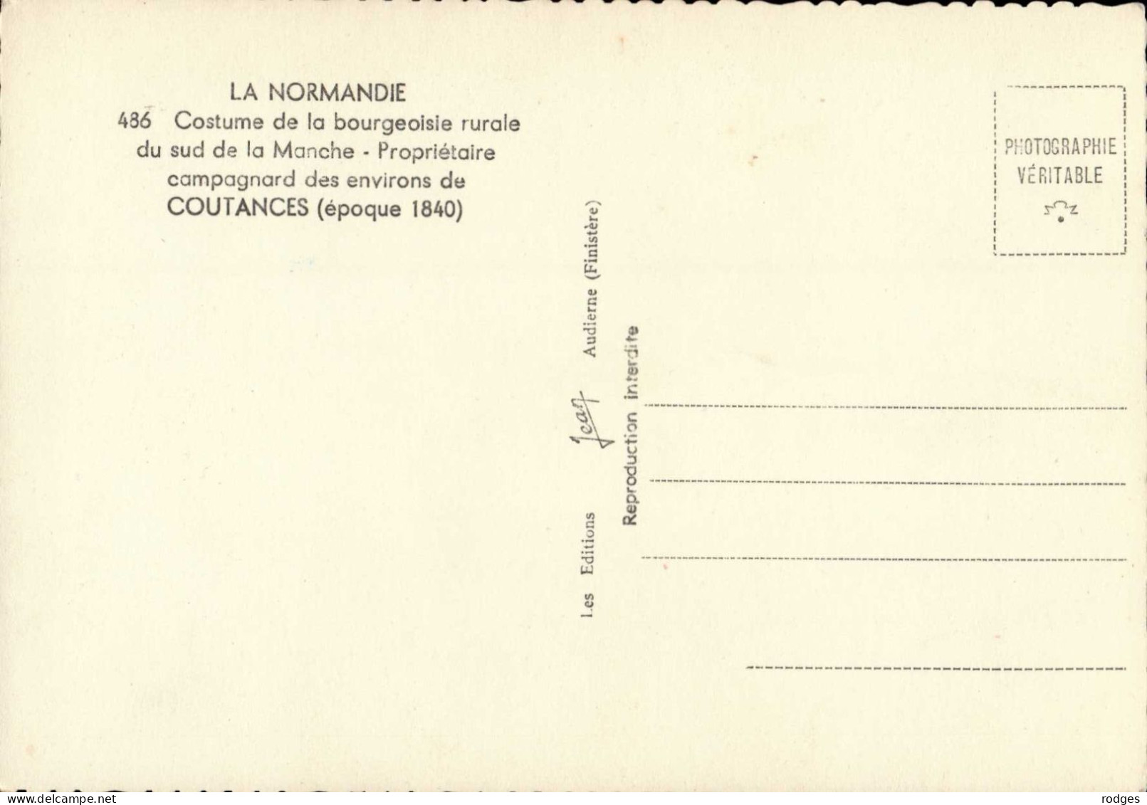 50 , Cpsm  486 , Costume De La Bourgeoisie , Propriétaire Des Environs De COUTANCES , Edit JEAN Audierne (15045.V.24) - Coutances