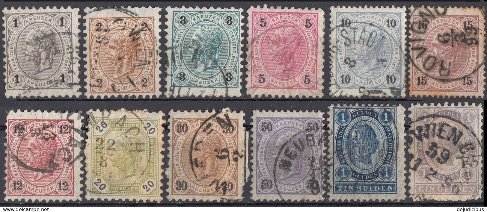 AUSTRIA - OSTERREICH - 1890/1896 - Lotto Di 12 Valori Usati: Yvert 46/53 E 55/58 Con Dentellature Diverse - Usati