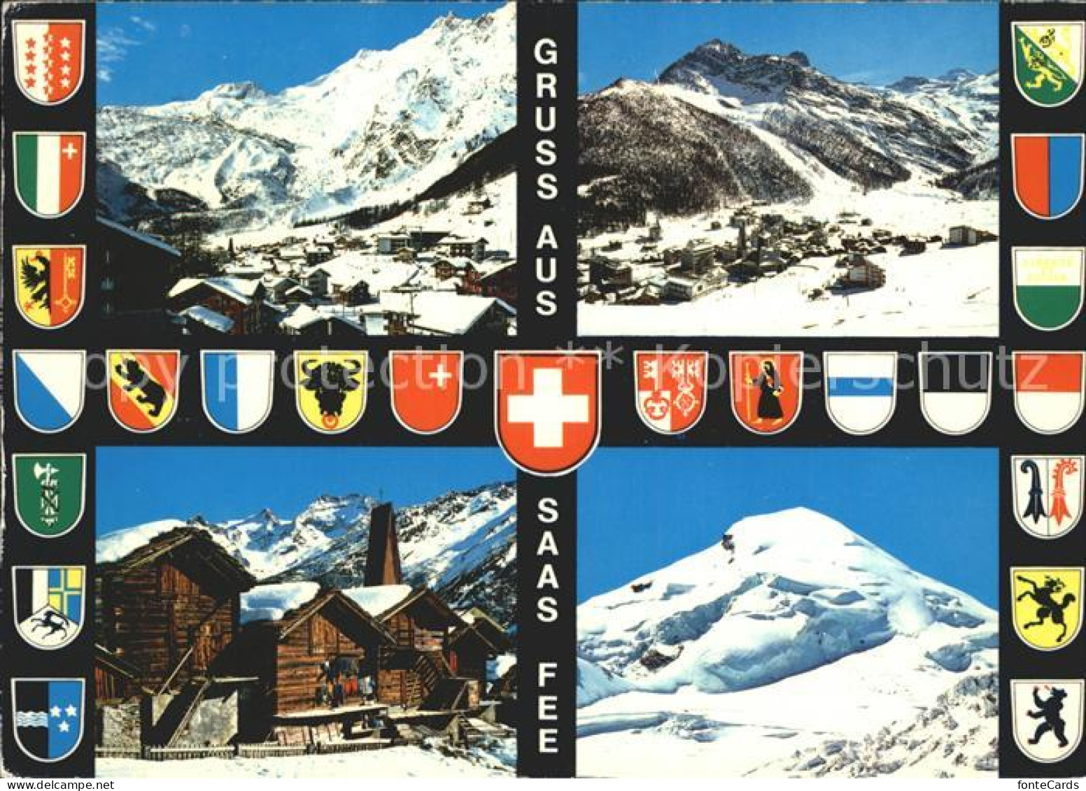 12333287 Saas-Fee Teilansichten Wintersportplatz Walliser Alpen Wappen Saas-Fee - Autres & Non Classés