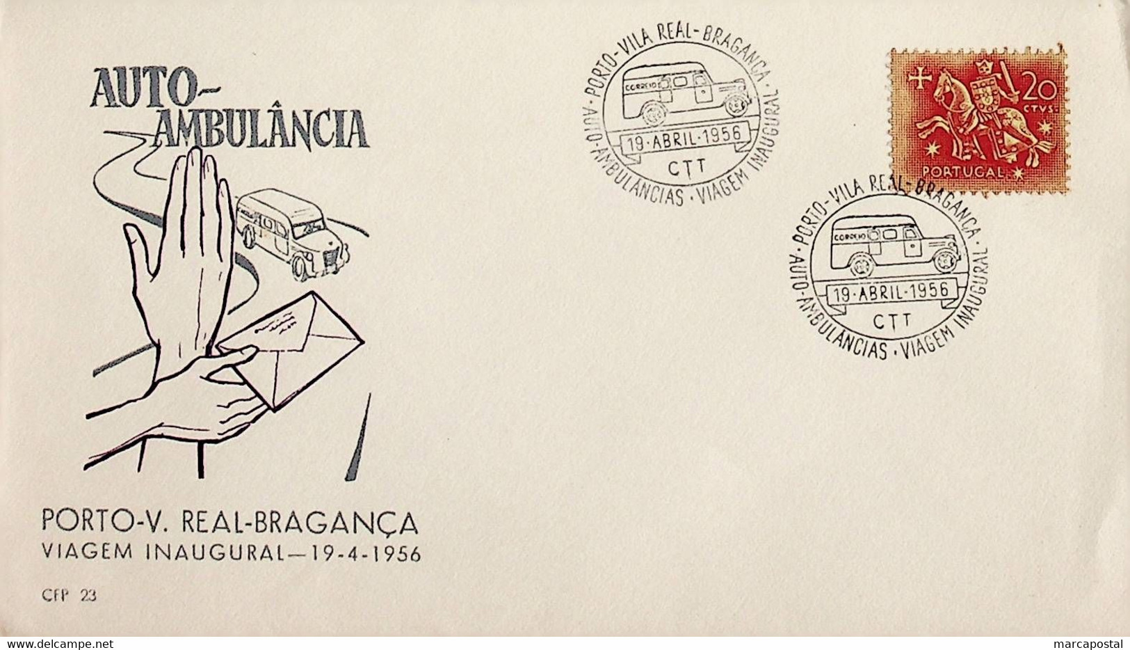 1956. Portugal. Viagem Inaugural Da Auto-Ambulância Porto-Vila Real-Bragança - Poste