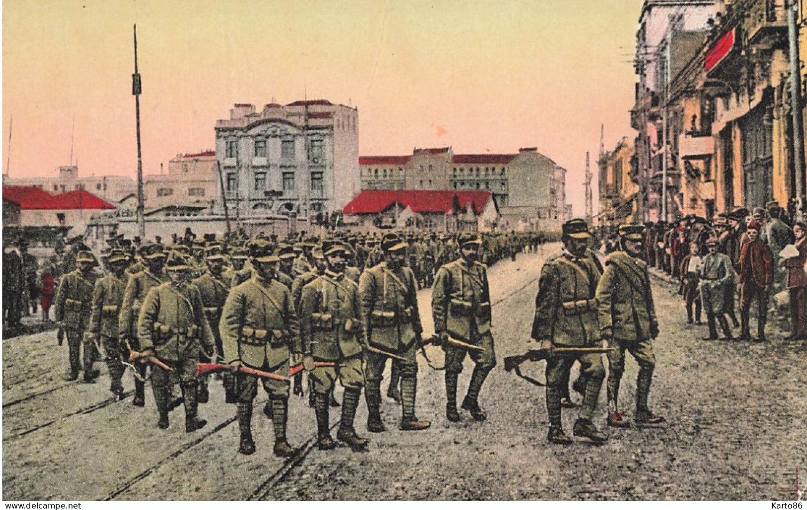 Salonica * Défilé Des Soldats Italiens Venant De Débarquer * Ww1 Italia * Salonique Greece Grèce - Griechenland