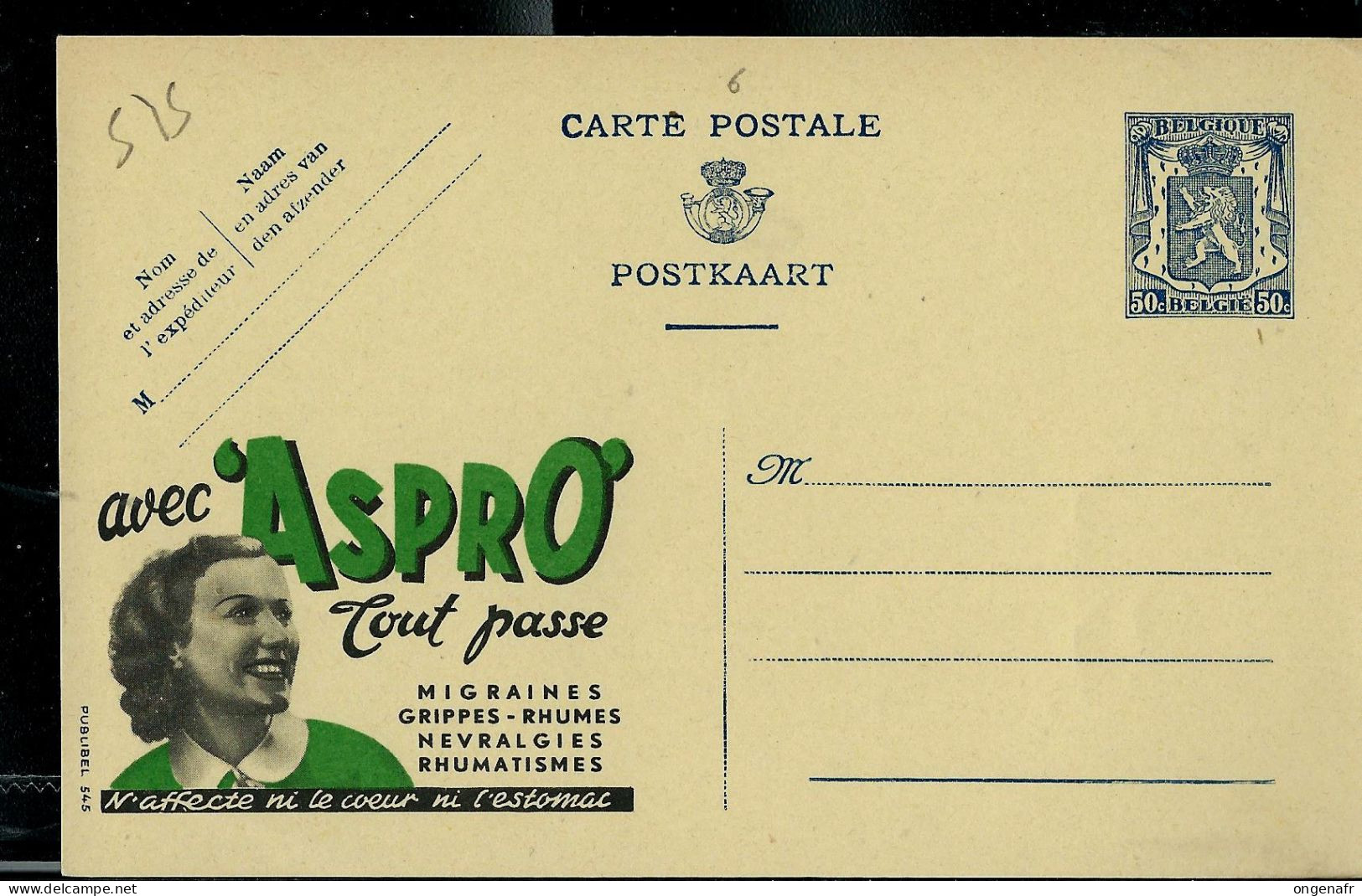 Publibel Neuve N° 545  ( Avec ASPRO Tout Passe - Médicament - Pharmacie ) - Werbepostkarten