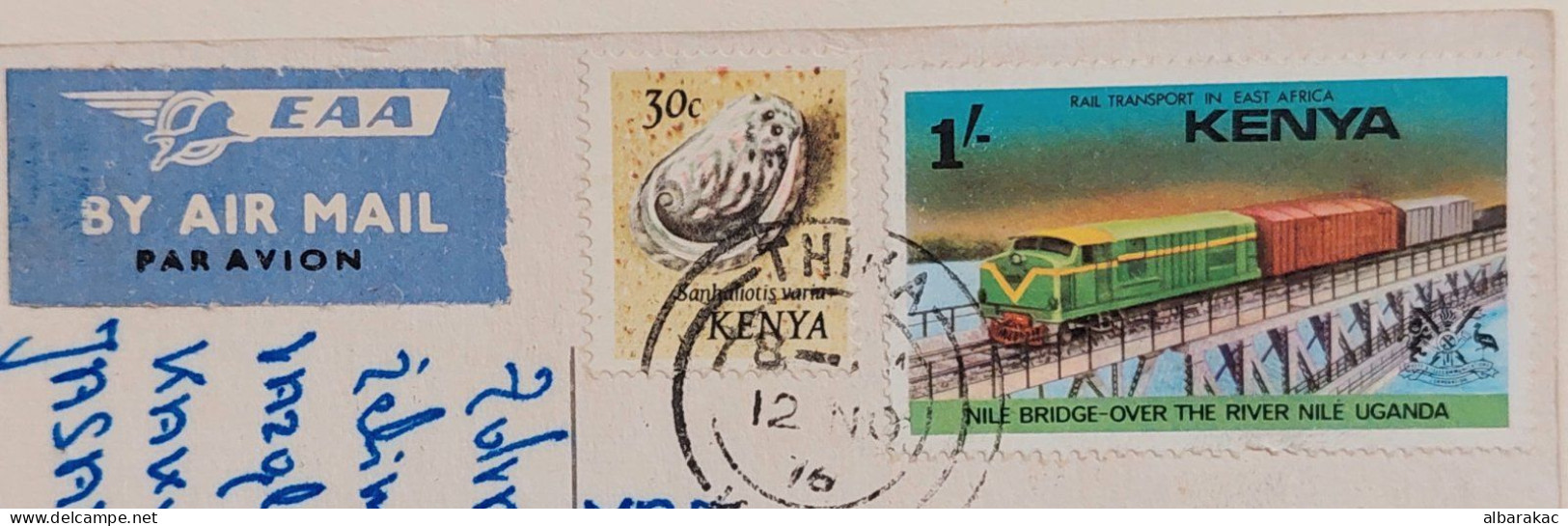 Kenya - Man Men ,NUS ETHNIQUES Adultes ( Afrique Noire ) , Stamp Railway Train Used Air Mail 1976 - Kenya
