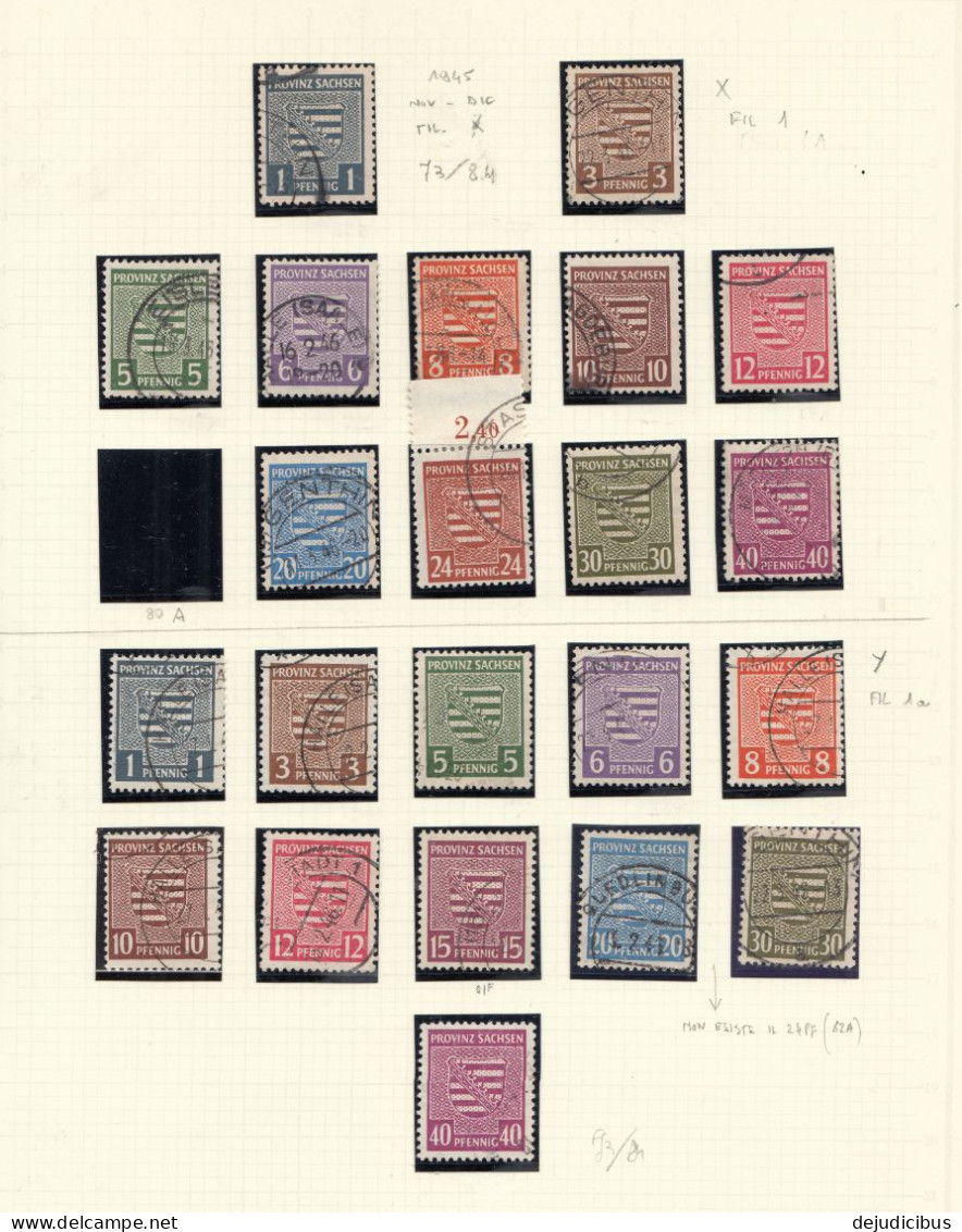 SASSONIA - 1945 - Lotto Di 22 Valori USATI Con Filigrane Differenti, Come Da Immagine. - Usados