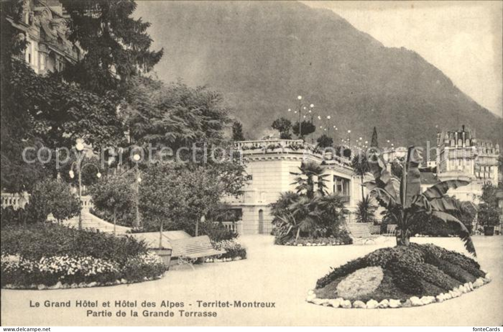 12321187 Territet Montreux Grand Hotel Et Hotel Des Alpes Grande Terrasse Montre - Andere & Zonder Classificatie