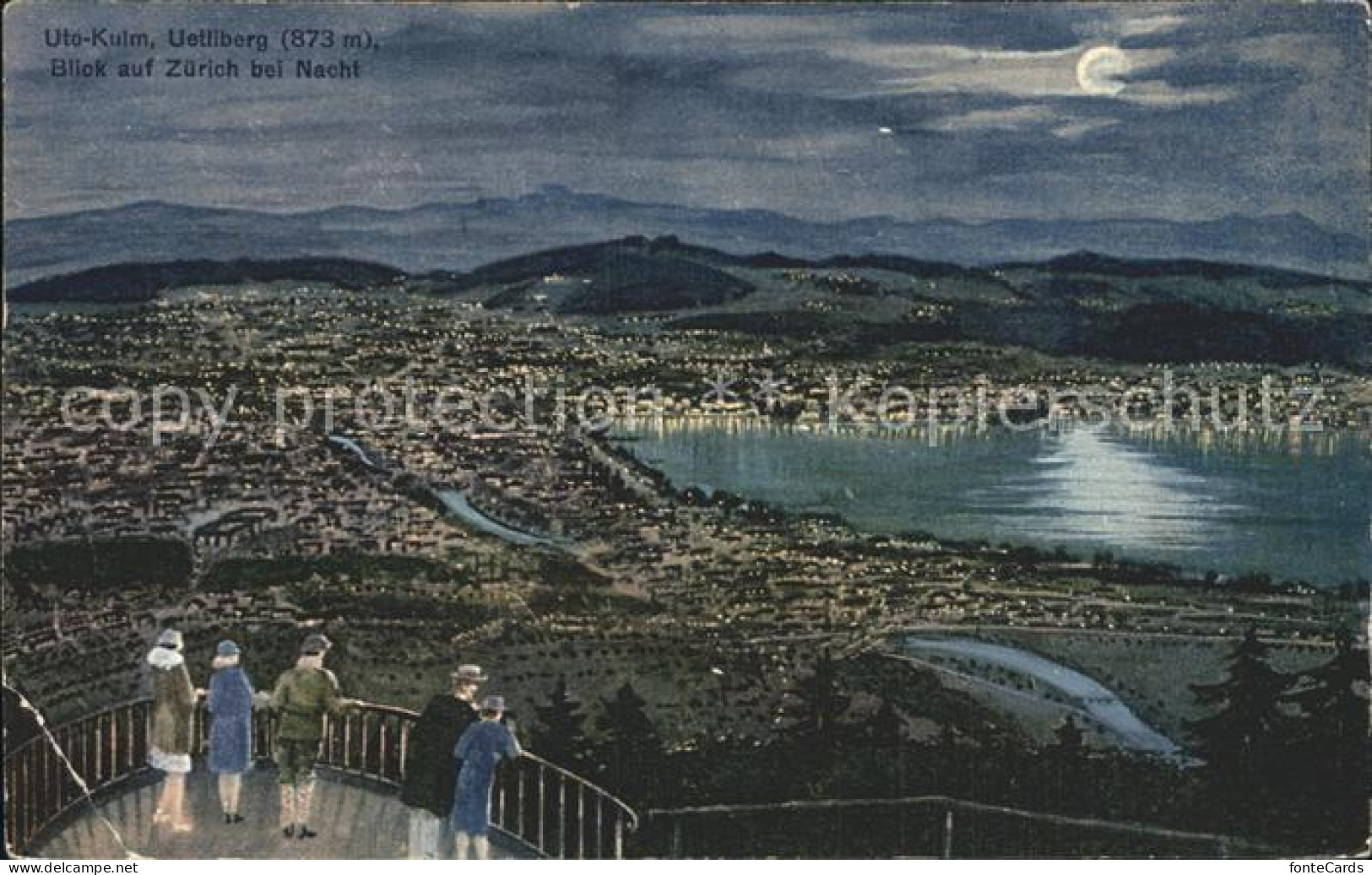 12320957 Uetliberg ZH Aussichtspunkt Utokulm Blick Auf Zuerich Und Alpen Bei Nac - Autres & Non Classés