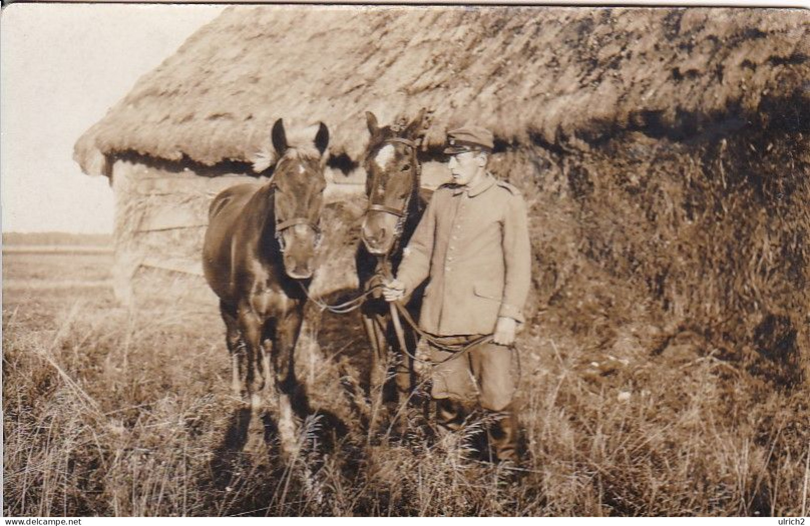 AK Foto Deutscher Soldat Mit Pferden -  1. WK (69420) - War 1914-18