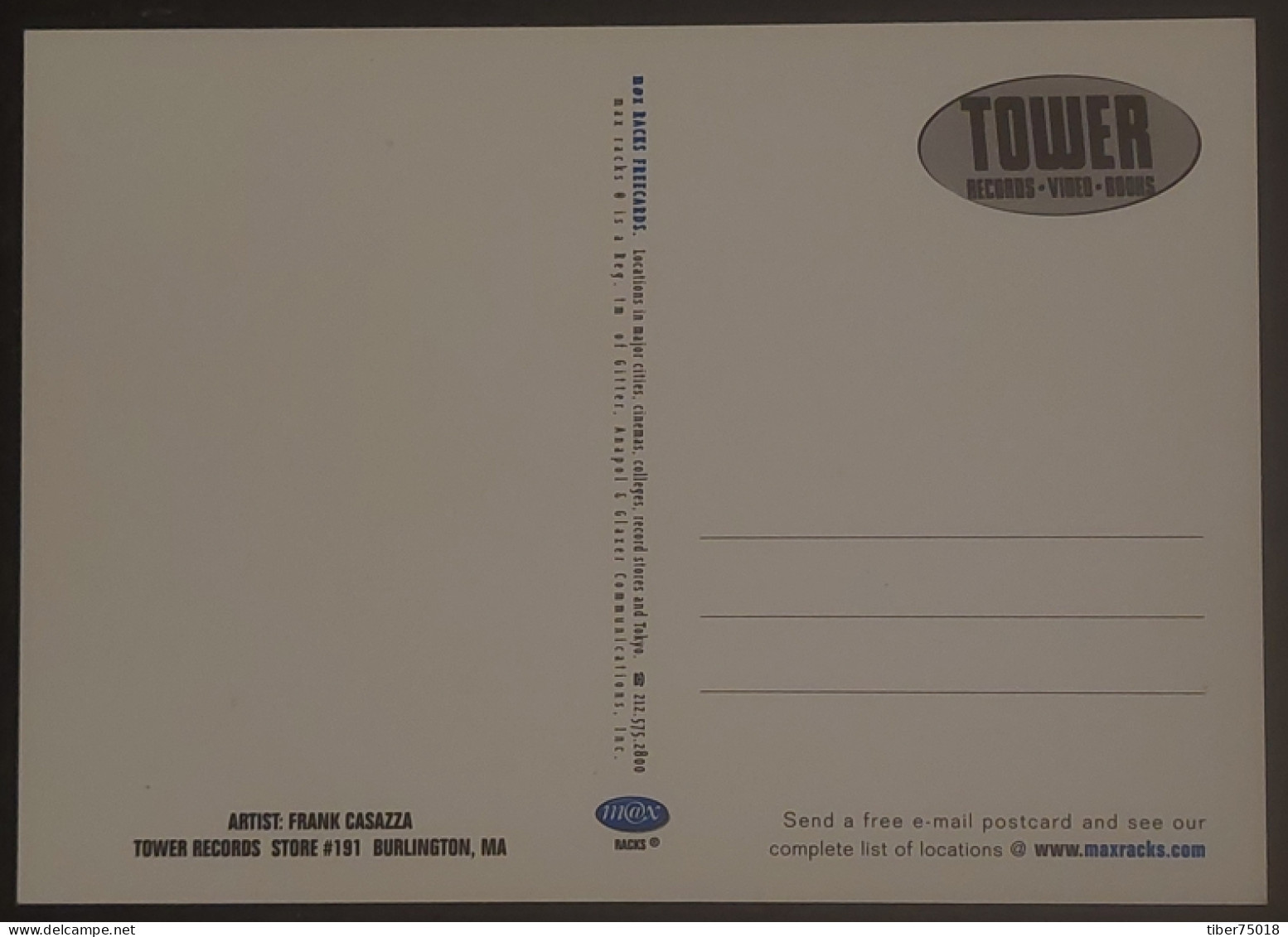 Carte Postale - Tower Records Store #191 (pétard De Feux D'artifice) Burlington - Illustration : Frank Casazza - Werbepostkarten