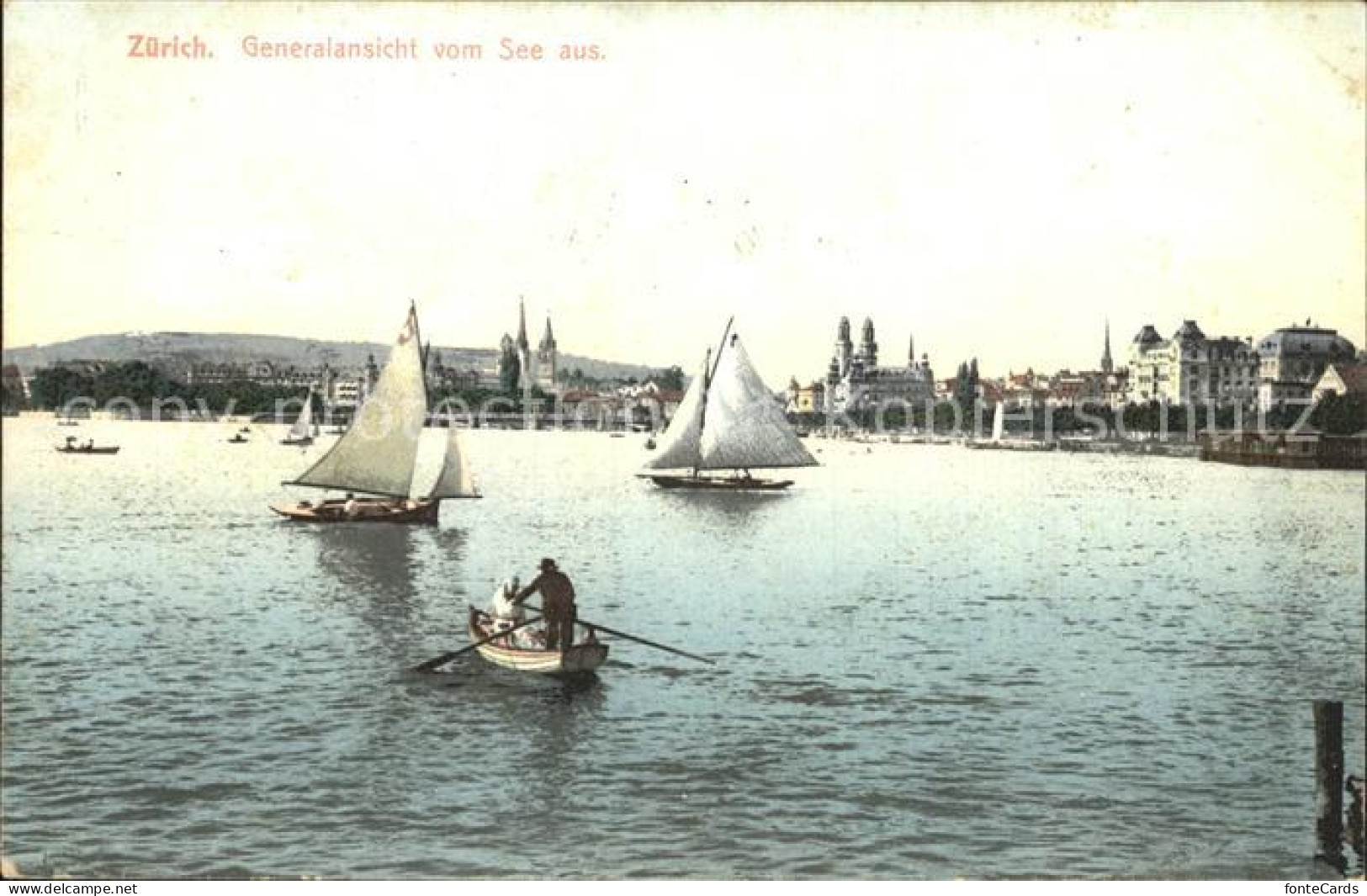 12319427 Zuerich Generalansicht Vom See Aus Boote Zuerich - Other & Unclassified