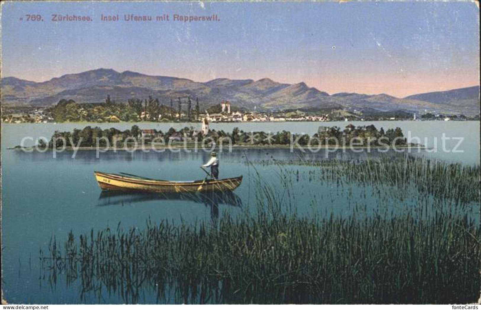 12319367 Zuerichsee Insel Ufenau Mit Rapperswil Boot Schilf Zuerich - Other & Unclassified