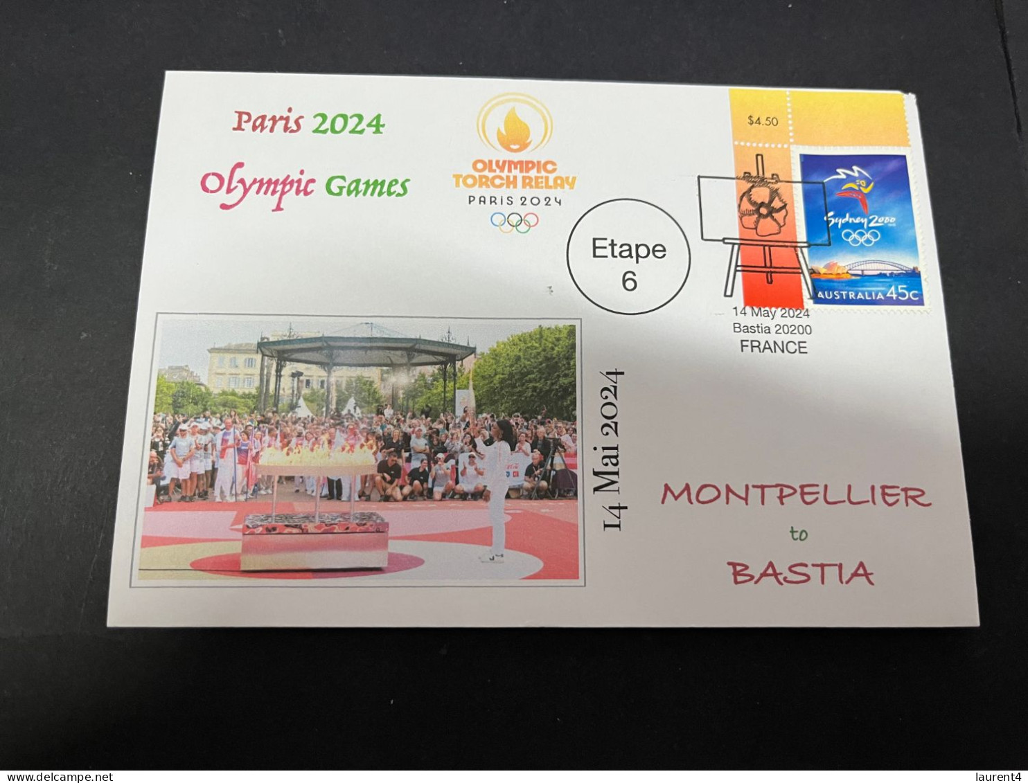 15-5-2024 (5 Z 12) Paris Olympic Games 2024 - Torch Relay (Etape 6) In Bastia (14-5-2024) With OLYMPIC Stamp - Eté 2024 : Paris