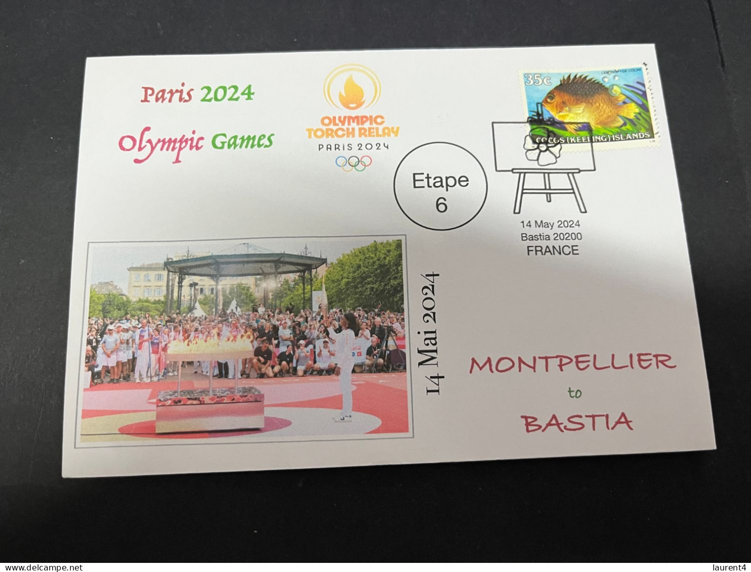 15-5-2024 (5 Z 12) Paris Olympic Games 2024 - Torch Relay (Etape 6) In Bastia (14-5-2024) With Fish Stamp - Verano 2024 : París