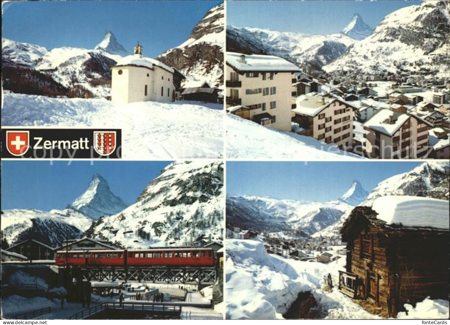 12316807 Zermatt VS Kapelle Ortsblick Bahn Blockhuette  - Andere & Zonder Classificatie