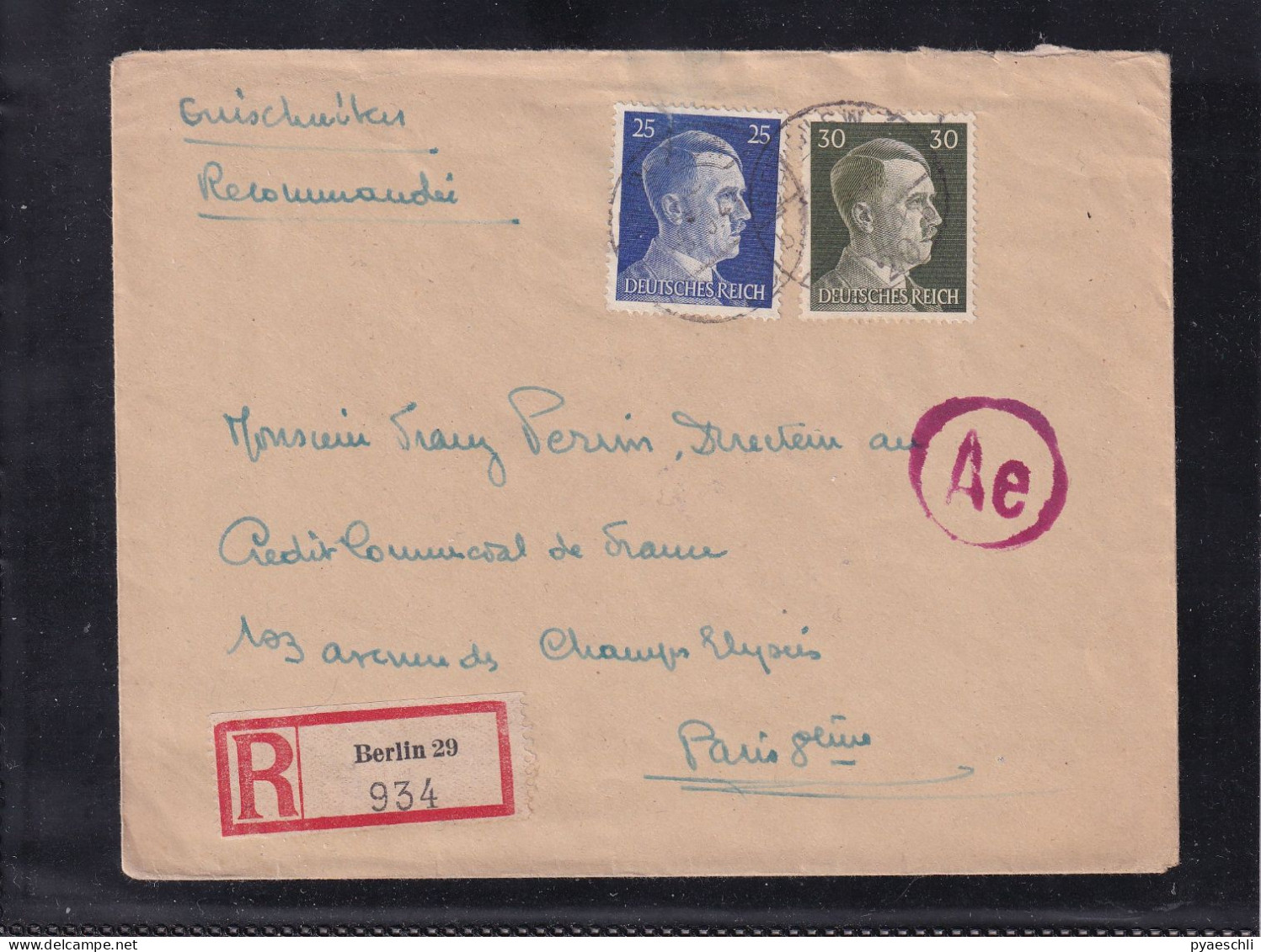 Deutsches Reich - Lettre De Berlin Pour Paris 1943 - Storia Postale