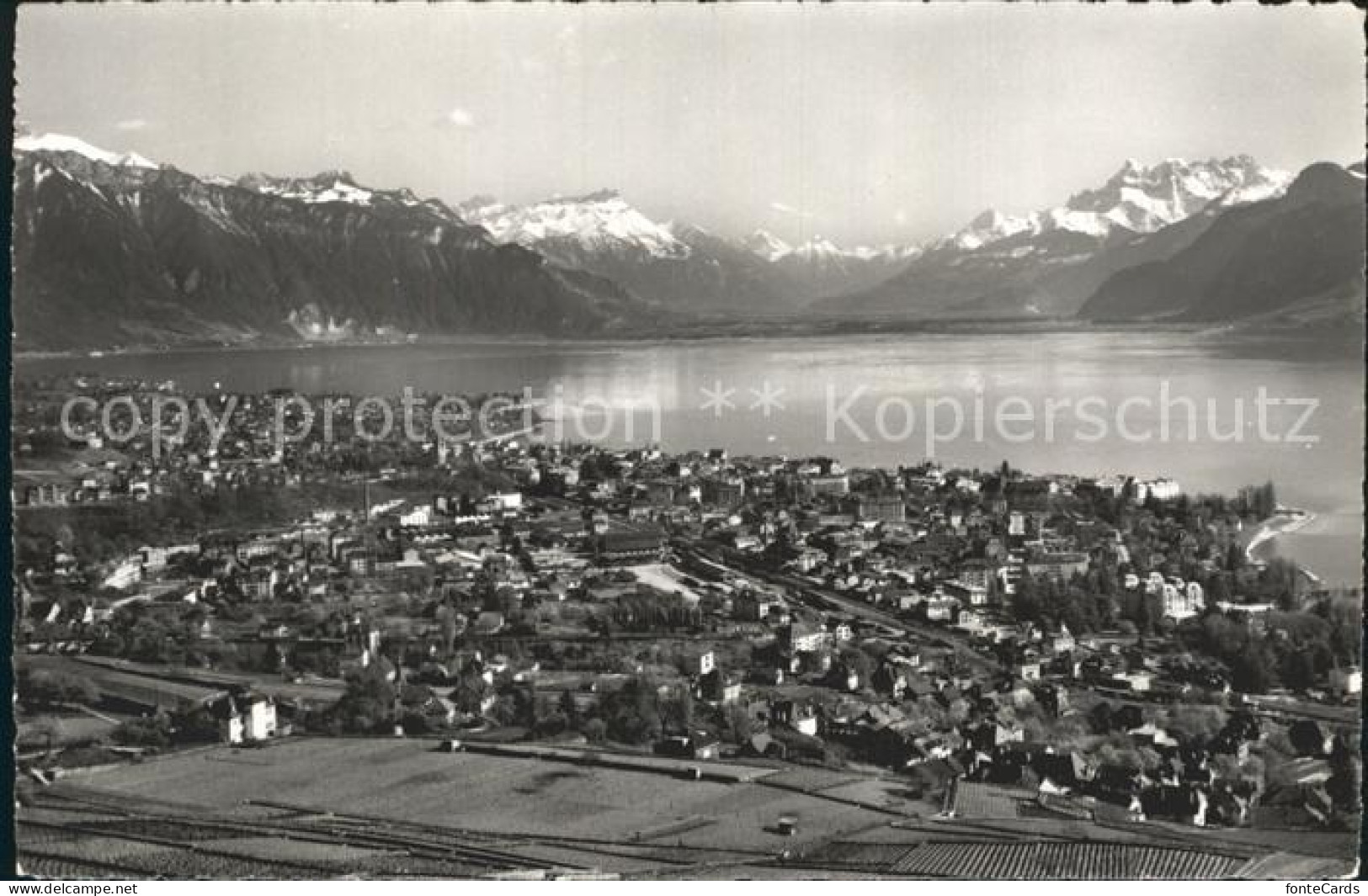 12278827 Vevey VD Vue Generale Et Les Dents Du Midi Lac Leman Genfersee Vevey - Sonstige & Ohne Zuordnung