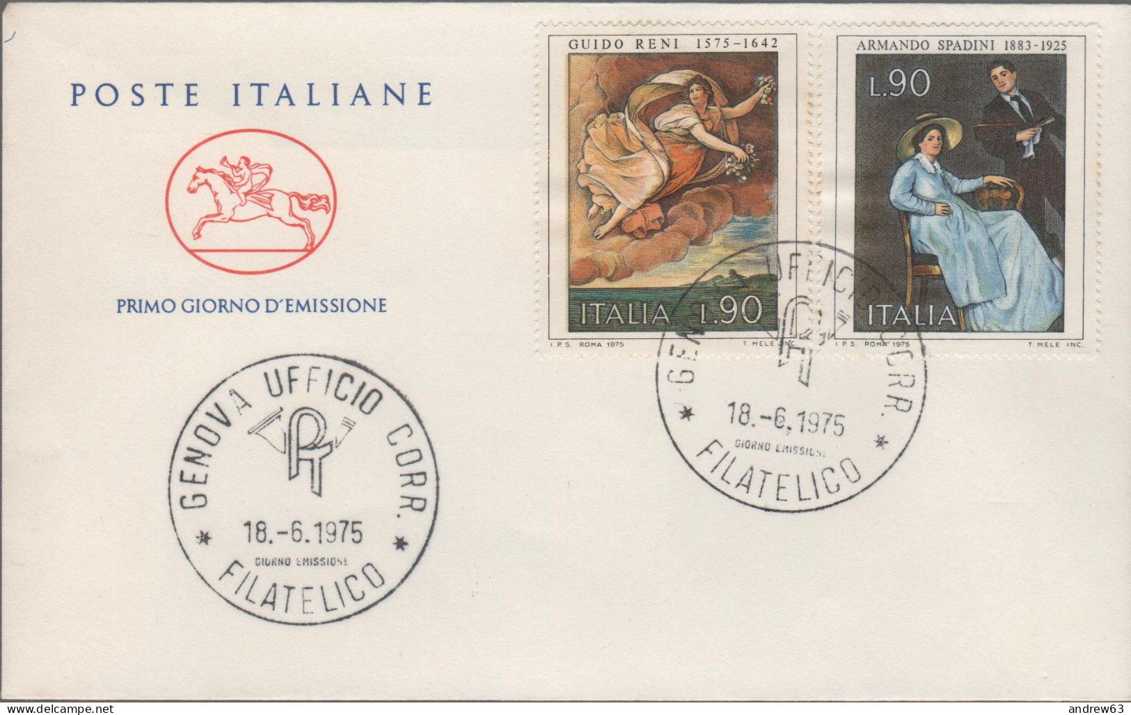 ITALIA - ITALIE - ITALY - 1975 - Arte - 2ª Emissione: Guido Reni E Armando Spadini - FDC Cavallino - FDC