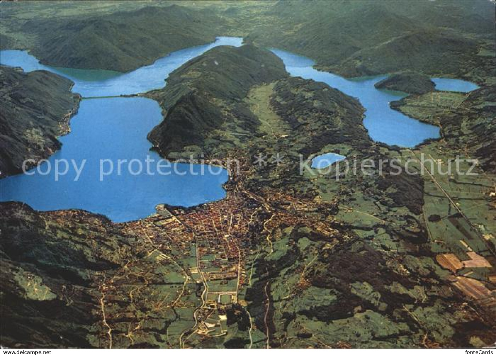 12261987 Lugano TI Panorama Aereo Del Lago Di Lugano Lugano - Other & Unclassified