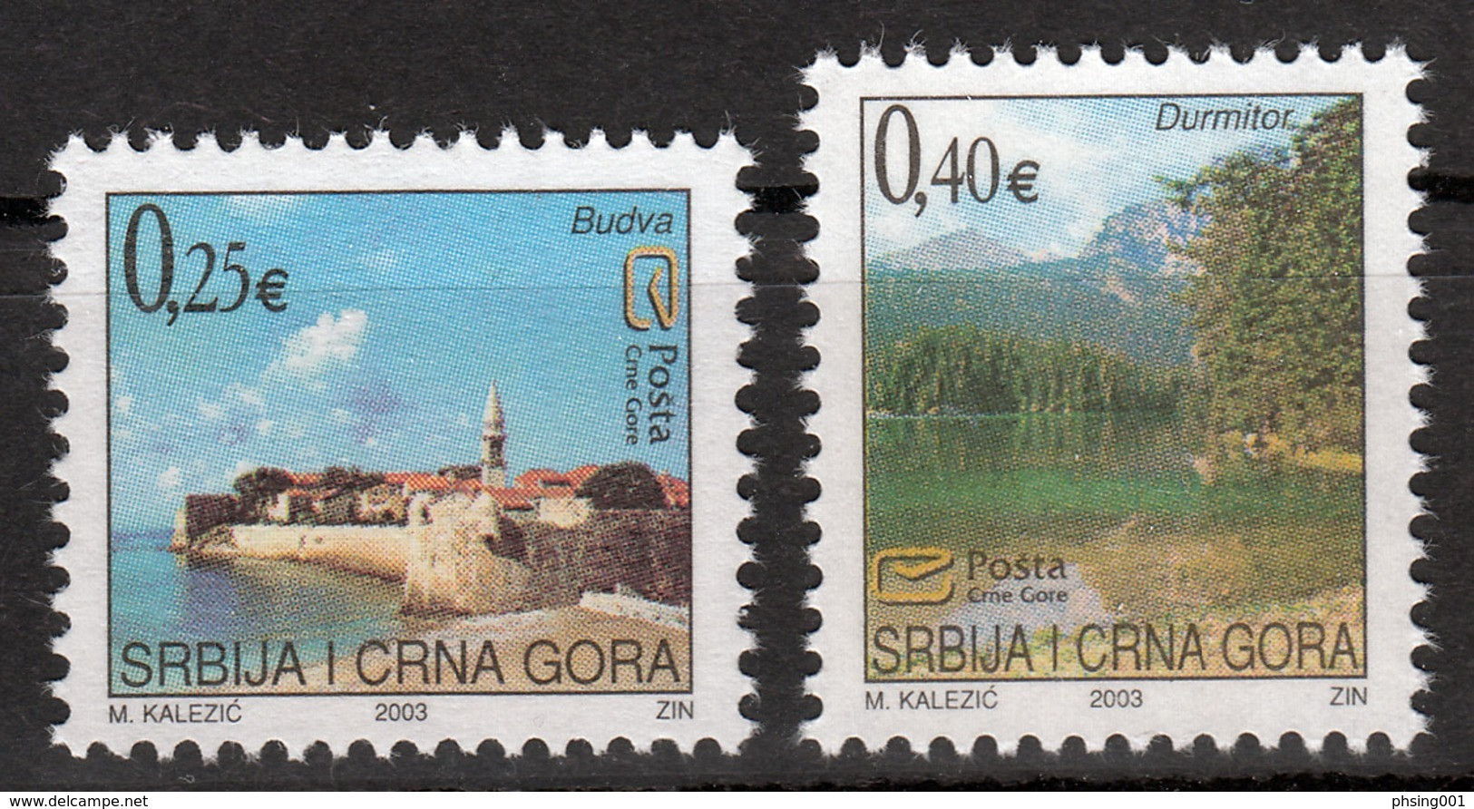 Yugoslavia 2003 Serbia & Montenegro Landscapes Budva Durmitor Mountain Definitive Set MNH - Nuovi