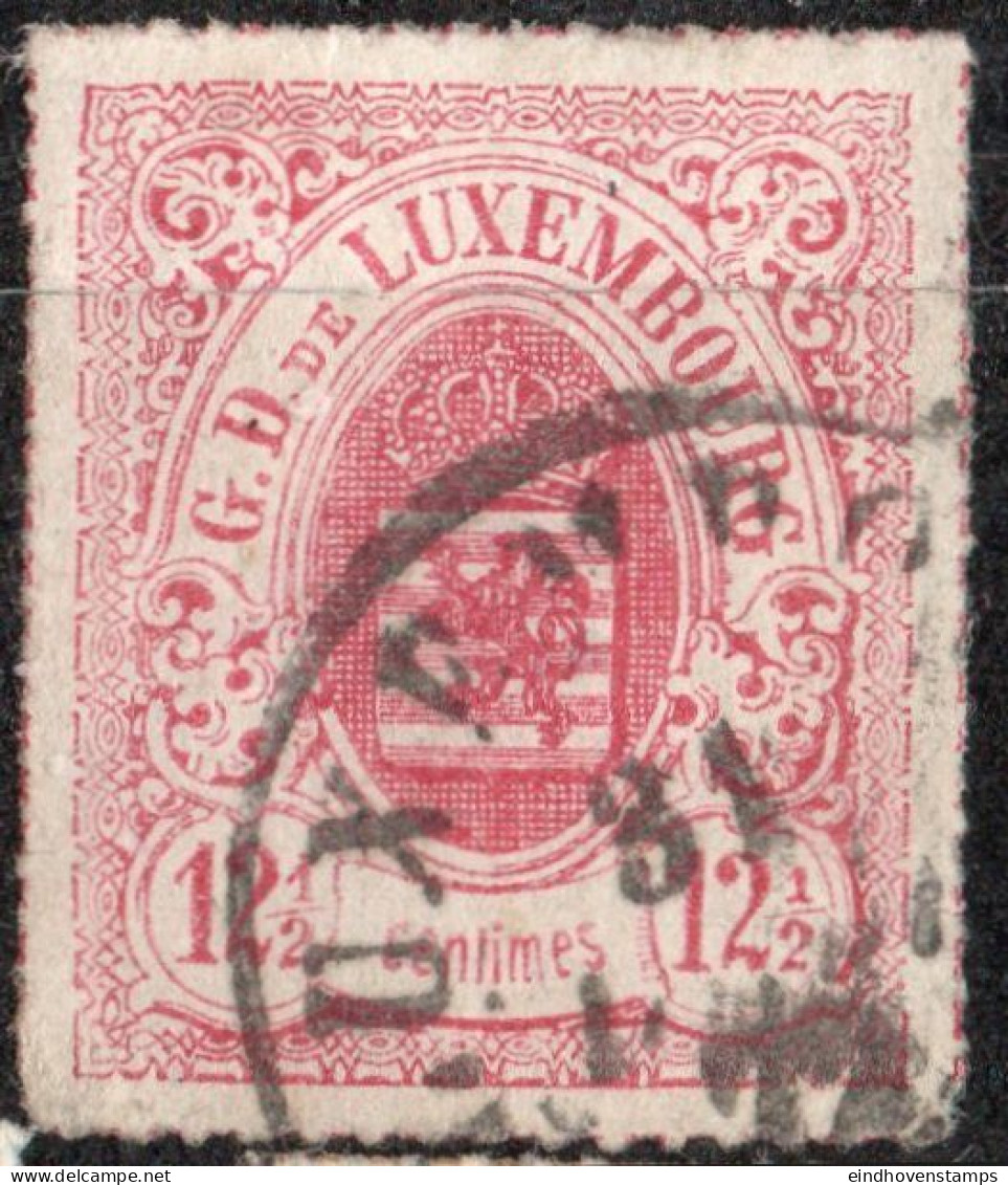 Luxembourg 1865 12½ C Rosa Rouletted (coloured) 1 Value Cancelled - 1859-1880 Armoiries
