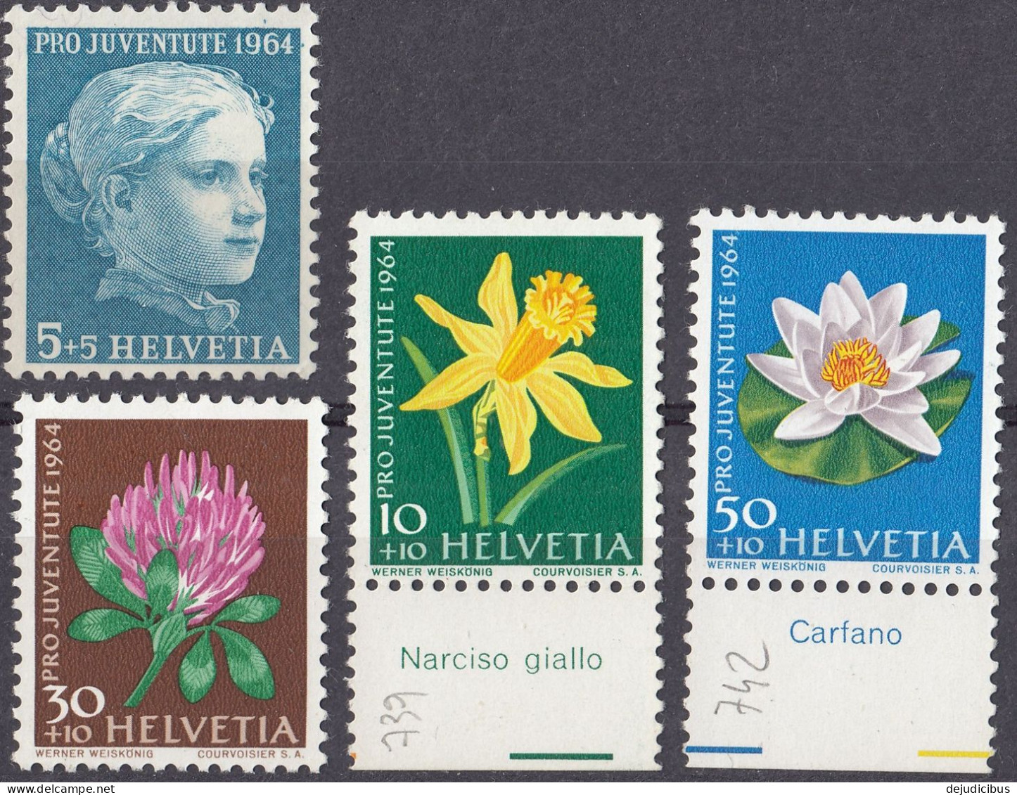 HELVETIA - SUISSE - SVIZZERA - 1964 - Lotto Di 4 Valori Nuovi MNH: Yvert 738, 739, 741 E 742. - Unused Stamps