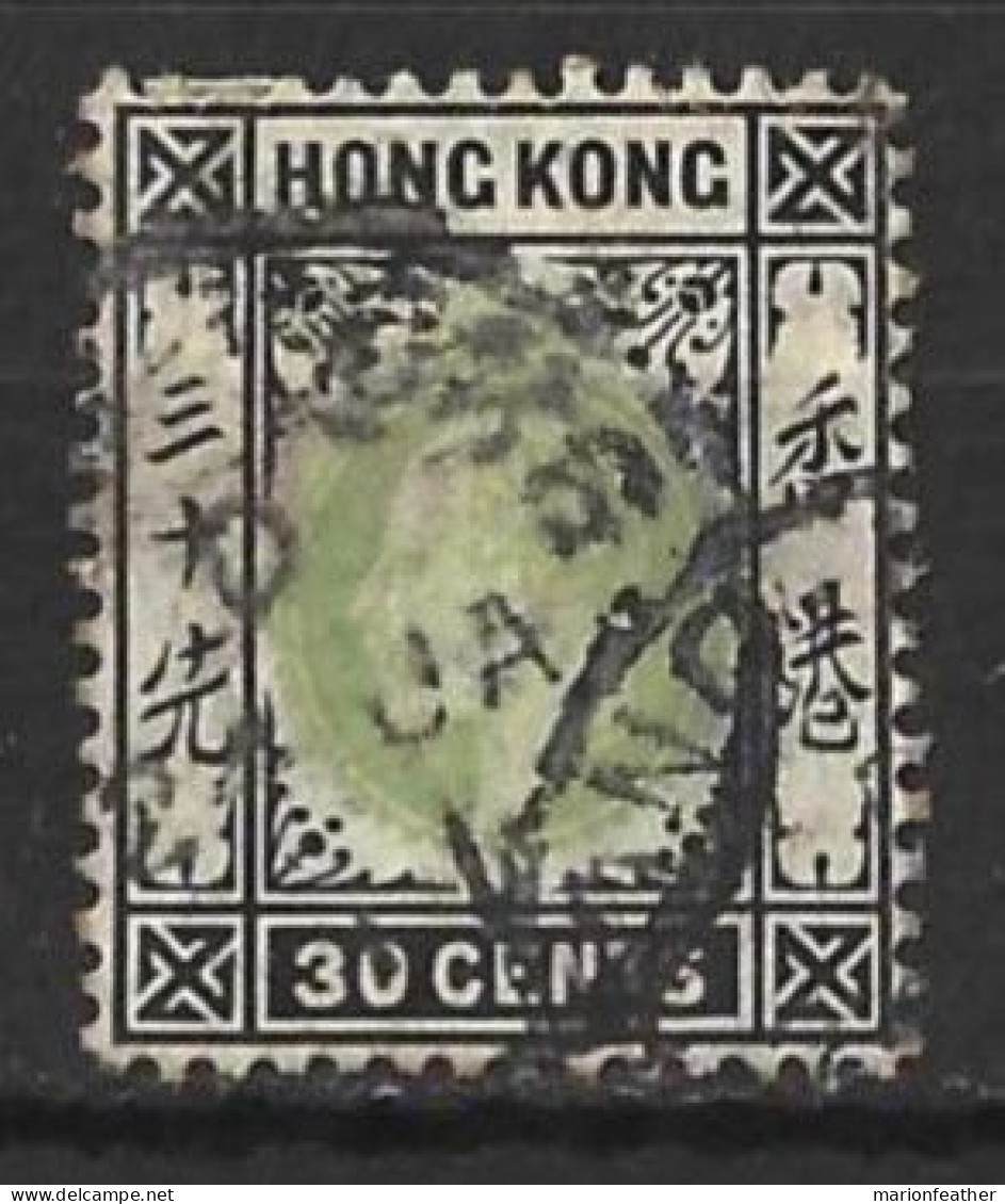 HONG KONG....KING EDWARD VII...(1901-10.)......30c.......MULTI - CROWN A........SG84a.....(CAT.VAL.£25..)....USED.. - Usati
