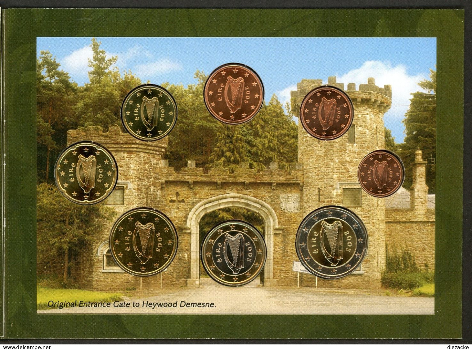 Irland 2005 Kursmünzensatz/ KMS Im Folder Heywood Gardens ST (MZ1298 - Ierland