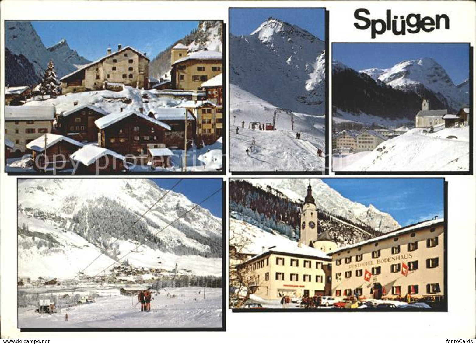 12221497 Spluegen GR Wintersportplatz San Bernardino Strasse Hotel Kirche Splueg - Autres & Non Classés