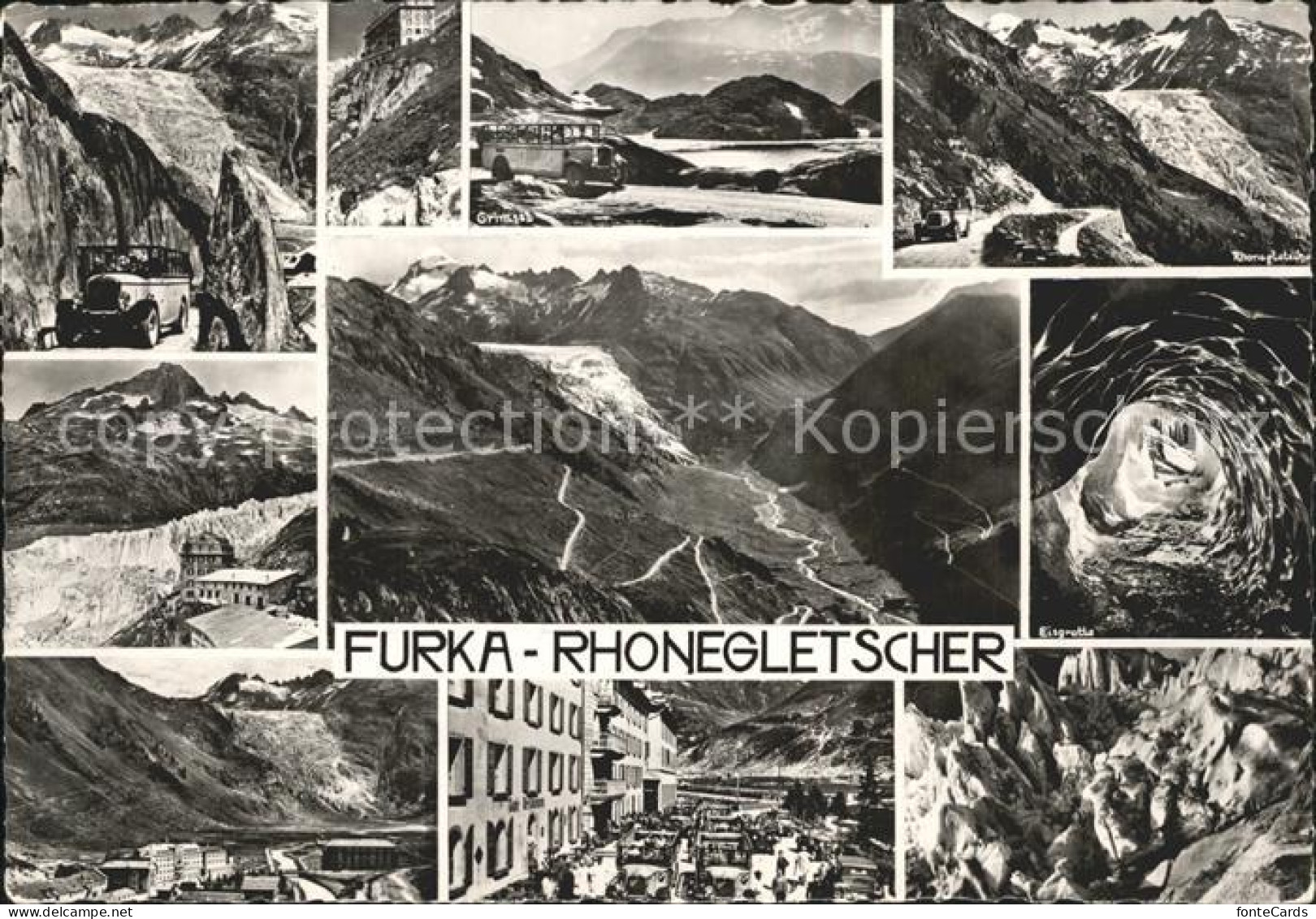 12220637 Furka Autobus Grimsel Rhonegletscher Berghuette Panorama Eisgrotte Stra - Sonstige & Ohne Zuordnung