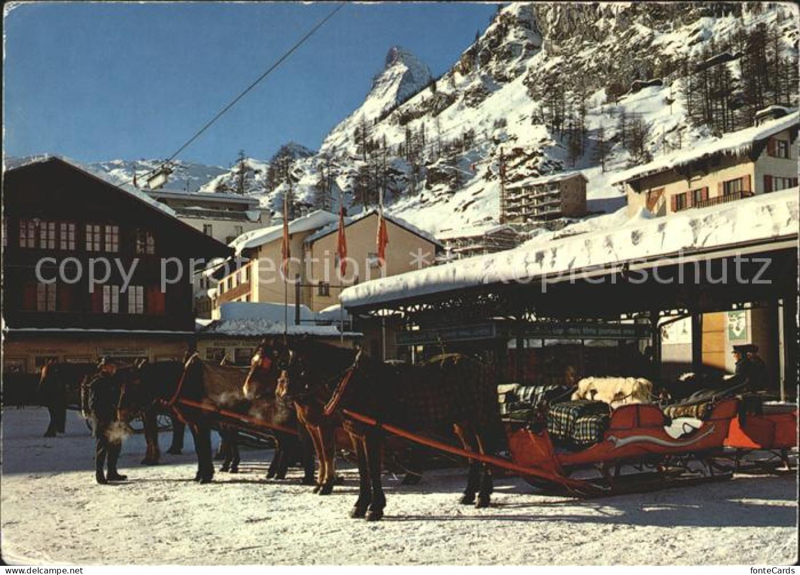 12219637 Zermatt VS Pferdeschlitten Am Bahnhof Matterhorn Wintersportplatz  - Andere & Zonder Classificatie