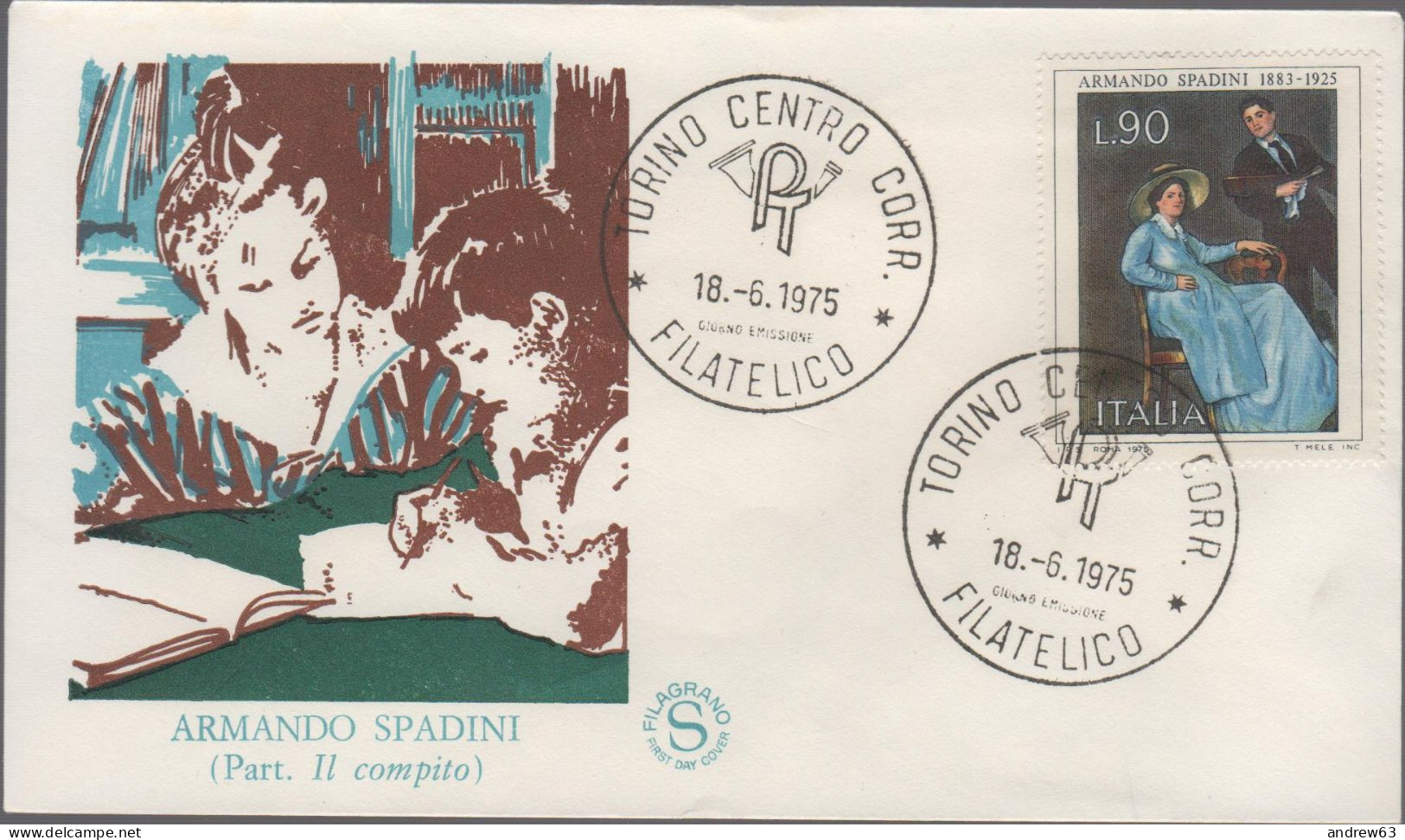 ITALIA - ITALIE - ITALY - 1975 - Arte - 2ª Emissione: Armando Spadini - FDC Filagrano - FDC