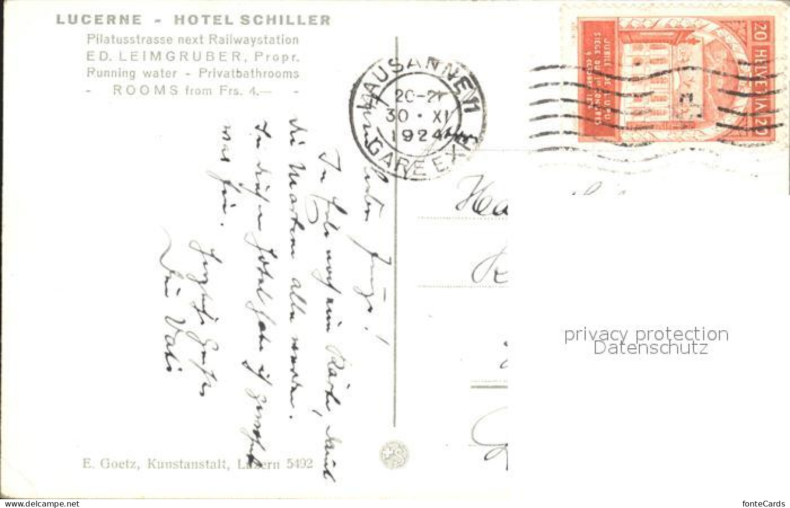 12194787 Luzern LU Schiller- Hotel- Garni Pilatusstrasse Pilatus Luzern - Andere & Zonder Classificatie