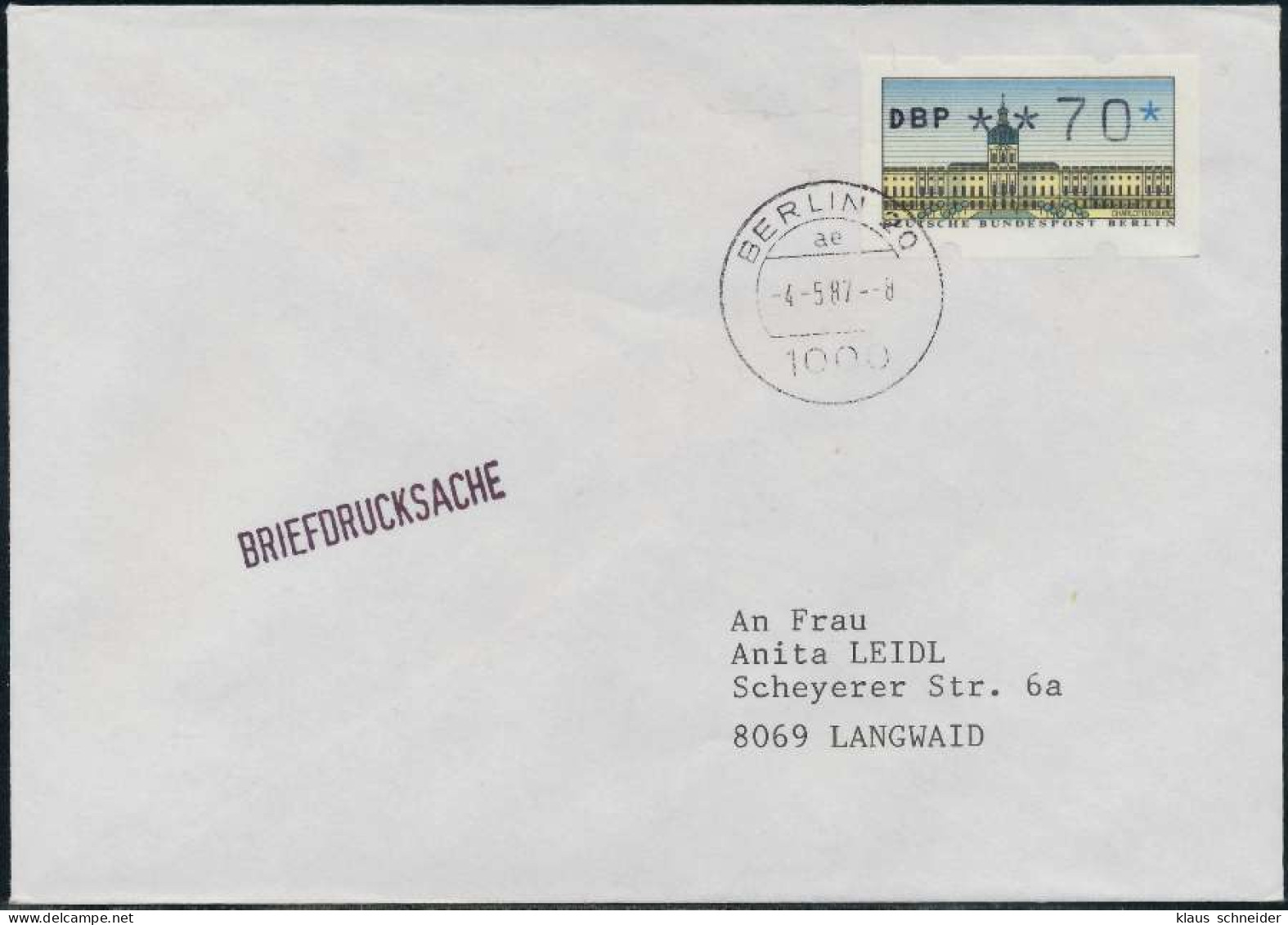 BERLIN ATM 1-070 BRIEFDRUCKSACHE EF FDC X7E4736 - Briefe U. Dokumente
