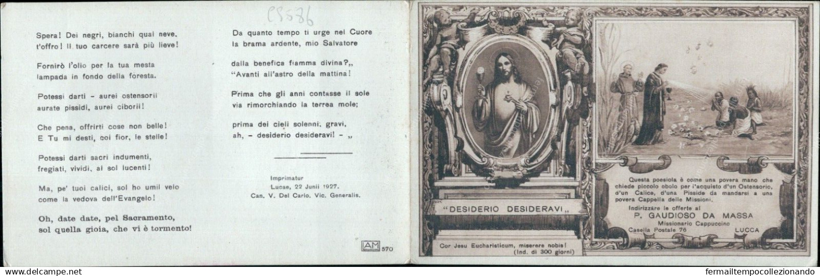 Cs586 Cartolina Doppia Lucca Desiderio Desideravi Poesia - Lucca