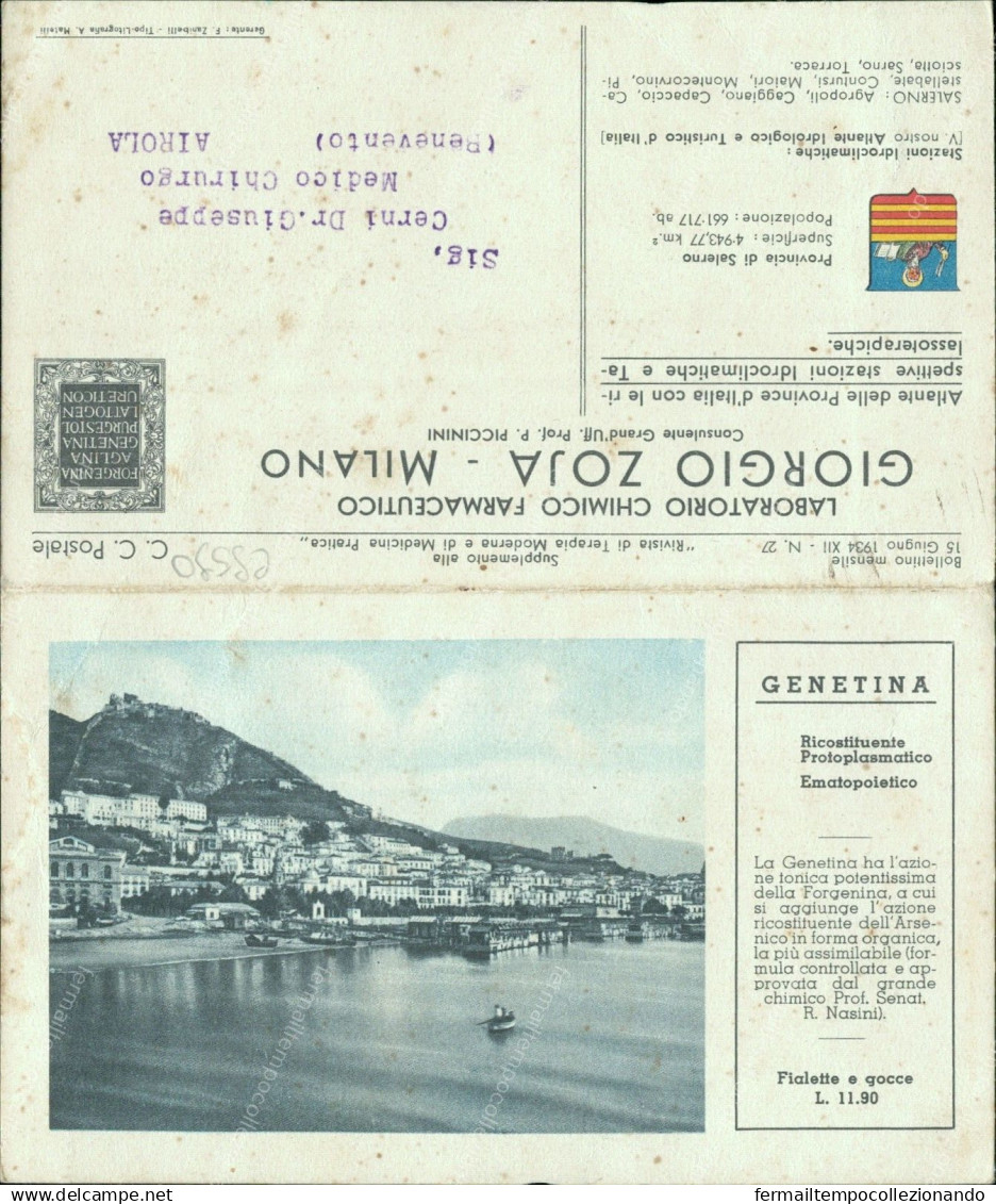 Cs590 Cartolina Doppia Provincia Di Salerno Cartina Atlante - Latina