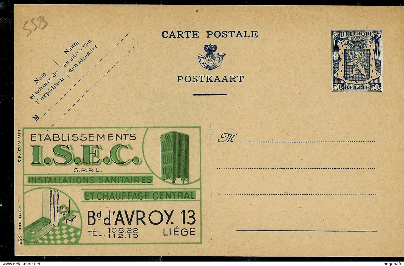 Publibel Neuve N° 553 ( Etablissement I.S.E.C.  Sanitaires Et Chauffage Central) - Publibels