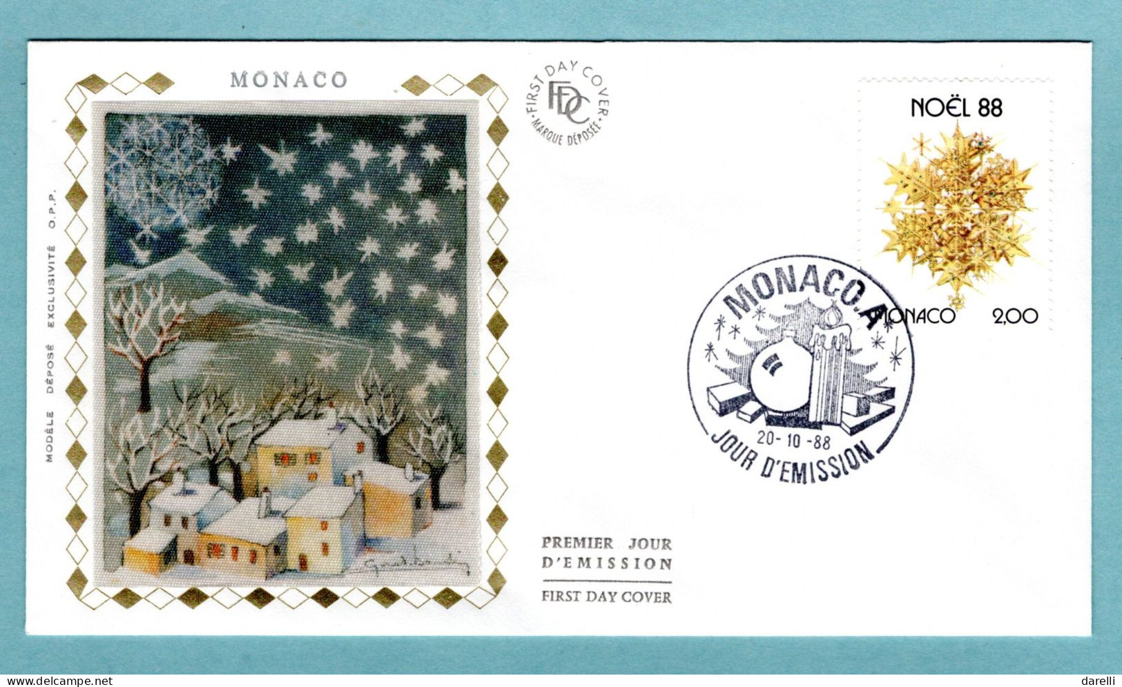 FDC Monaco 1988 - Noël 1988 - Etoile De Noël - YT 1662 - FDC