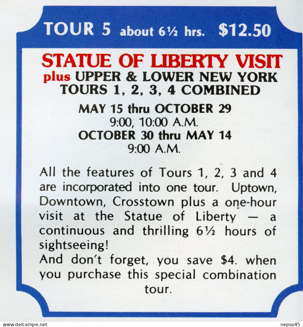 Dépliant touristique.Amérique.U.S.A.New York.Sightseeing.The Gray Line.1978.Th Big Apple.The Historic Hudson Valley.