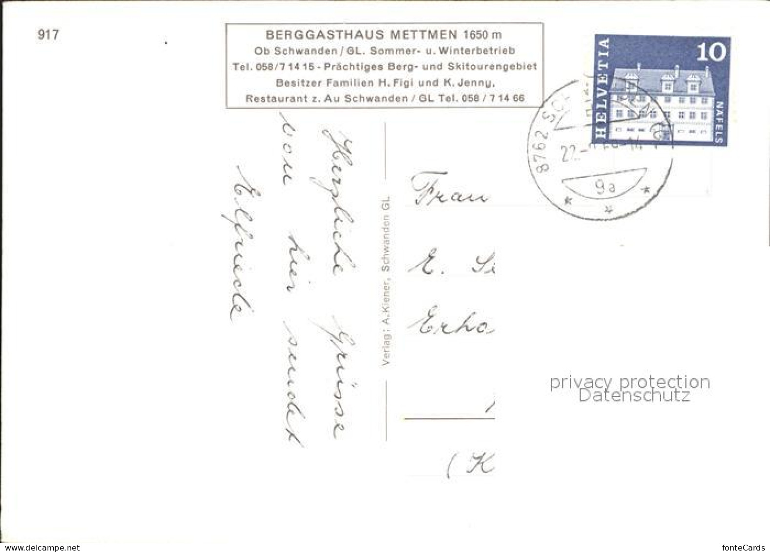 12131357 Schwanden GL Berggasthaus Mettmen Schwanden GL - Other & Unclassified