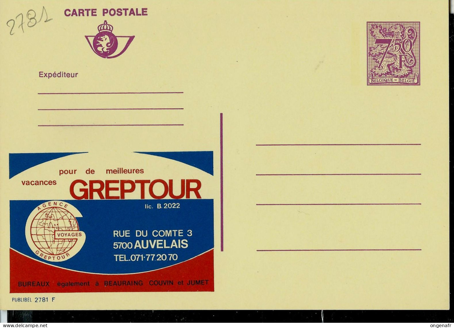 Publibel Neuve N° 2781   ( GREPTOUR - Auvelais ) - Publibels