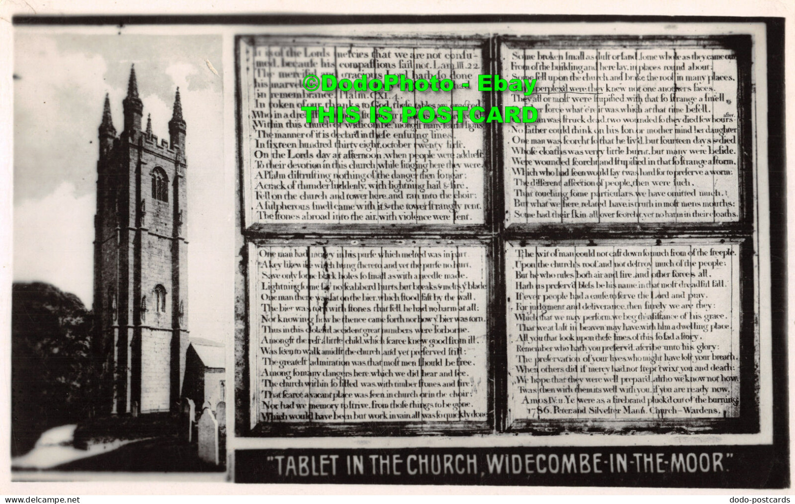 R412845 Widecombe In The Moor. Tablet In The Church. Chapman. RP - World