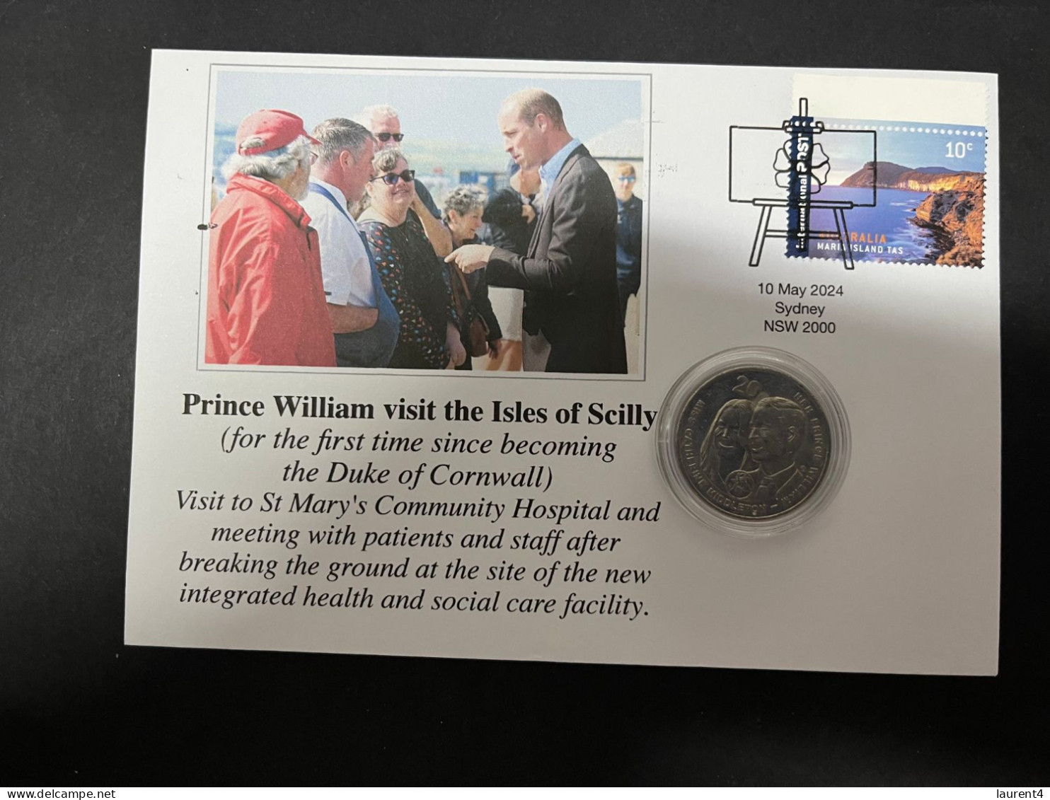 15-5-2024 (5 Z 12) ) Prince William Visit To The Isle Of Scilly (part Of 2 Days Visit The Cornwall Region) +Wedding Coin - 20 Cents