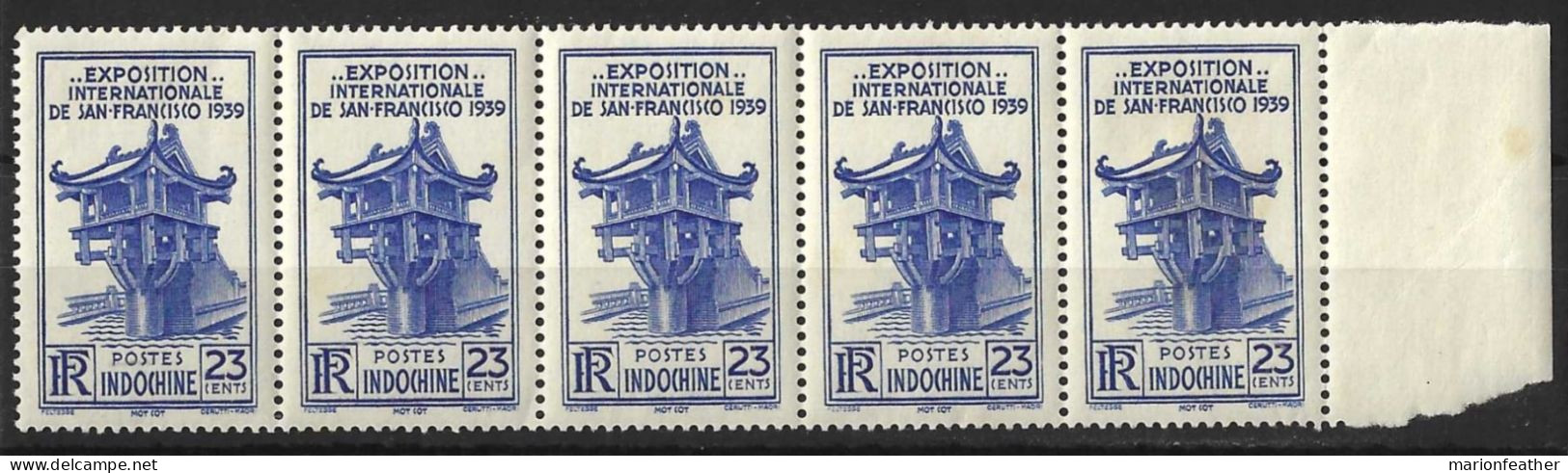 INDO - CHINA....." 1939..".....EXHIBITION.......SG256 X STRIP OF 5.......2 X MNH ....3 X MH....... - Neufs