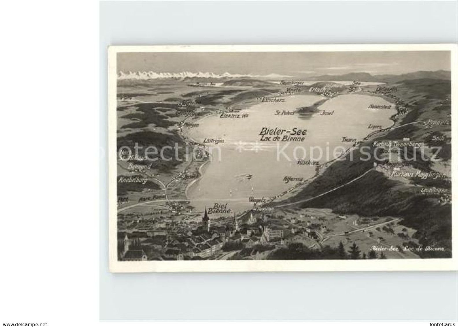 12079397 Bielersee Panoramakarte Biel - Other & Unclassified