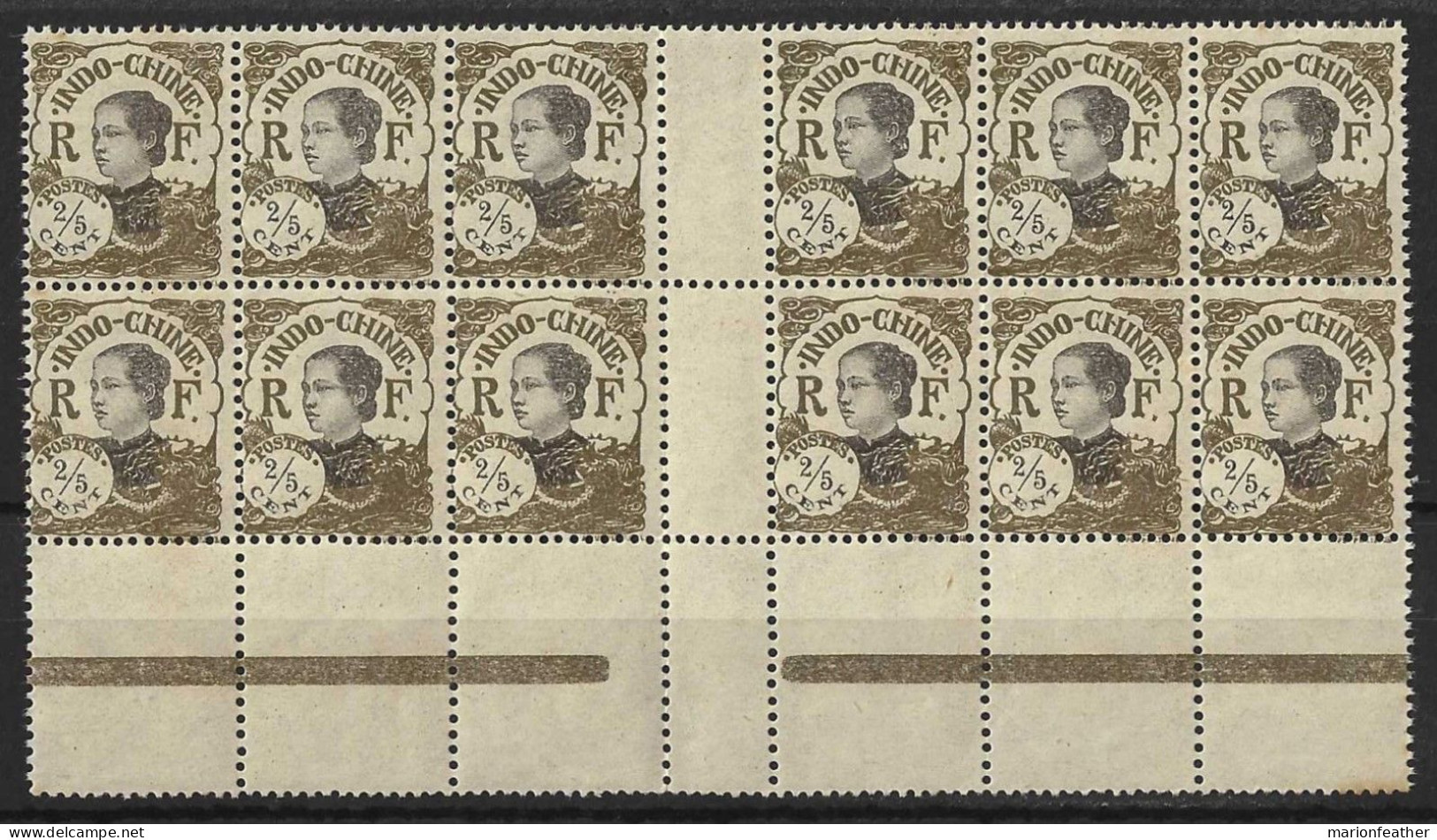 INDO - CHINA....." 1922..".....GUTTER BLOCK X 12......MNH......... - Nuovi