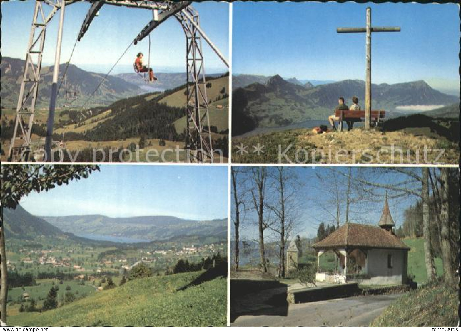 12065697 Sattel Hochstuckli SZ Sessellift Gipfelkreuz Panorama Kapelle Sattel Ho - Sonstige & Ohne Zuordnung